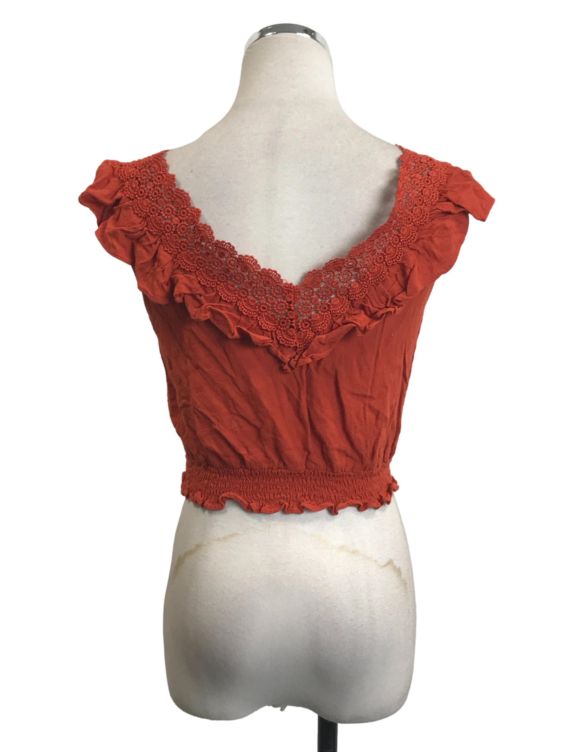 Burnt Orange Laced Neck Top