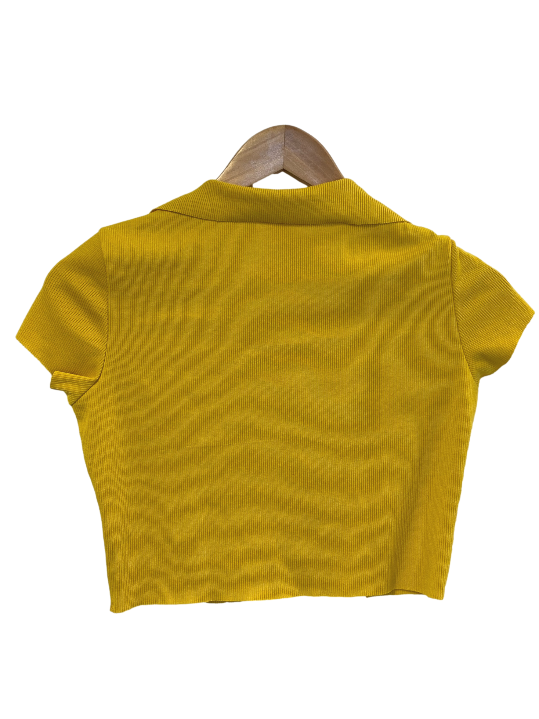 Mustard Button Down Crop Top