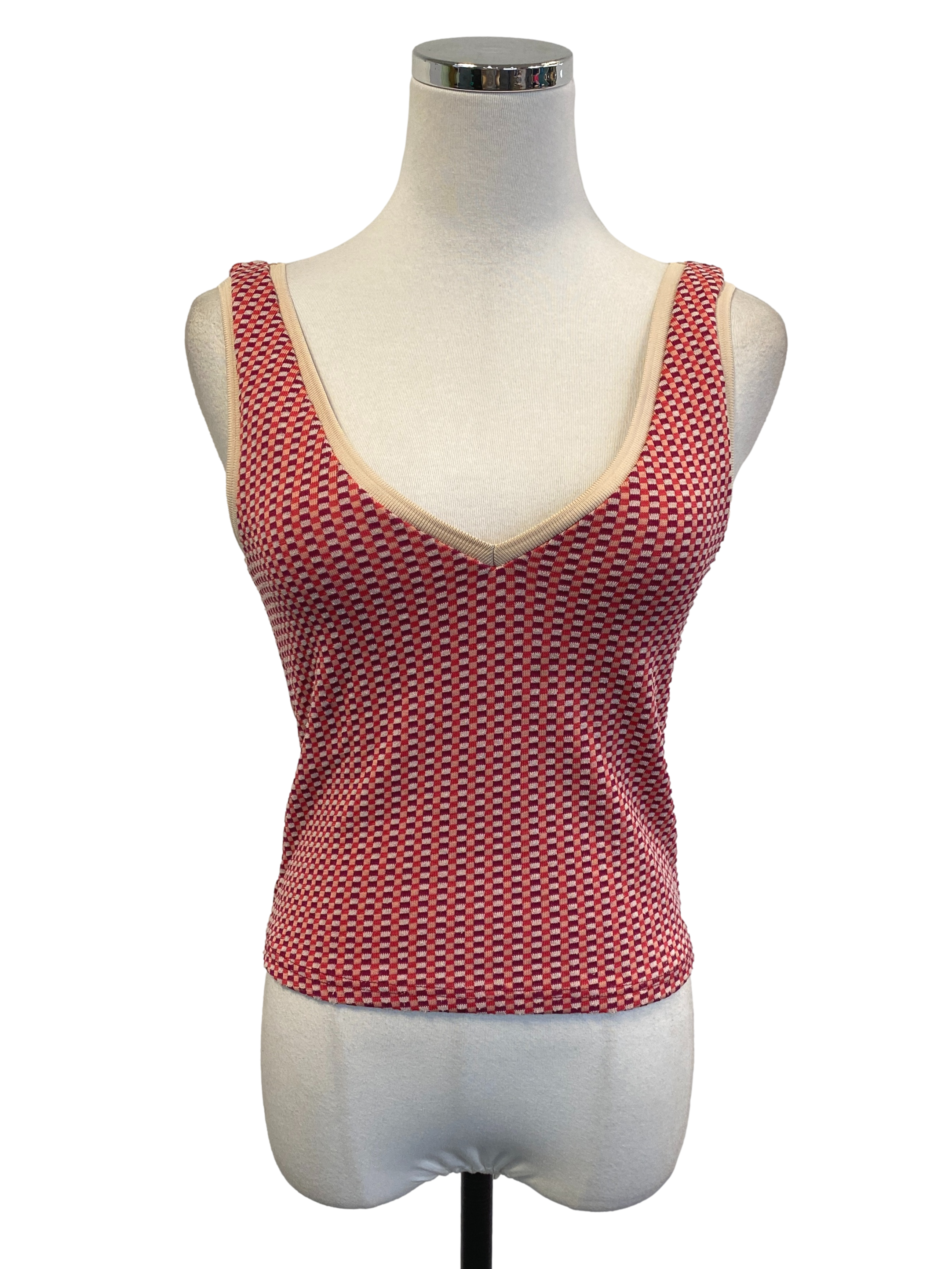 Multicolour Checked V-neck Crop Top