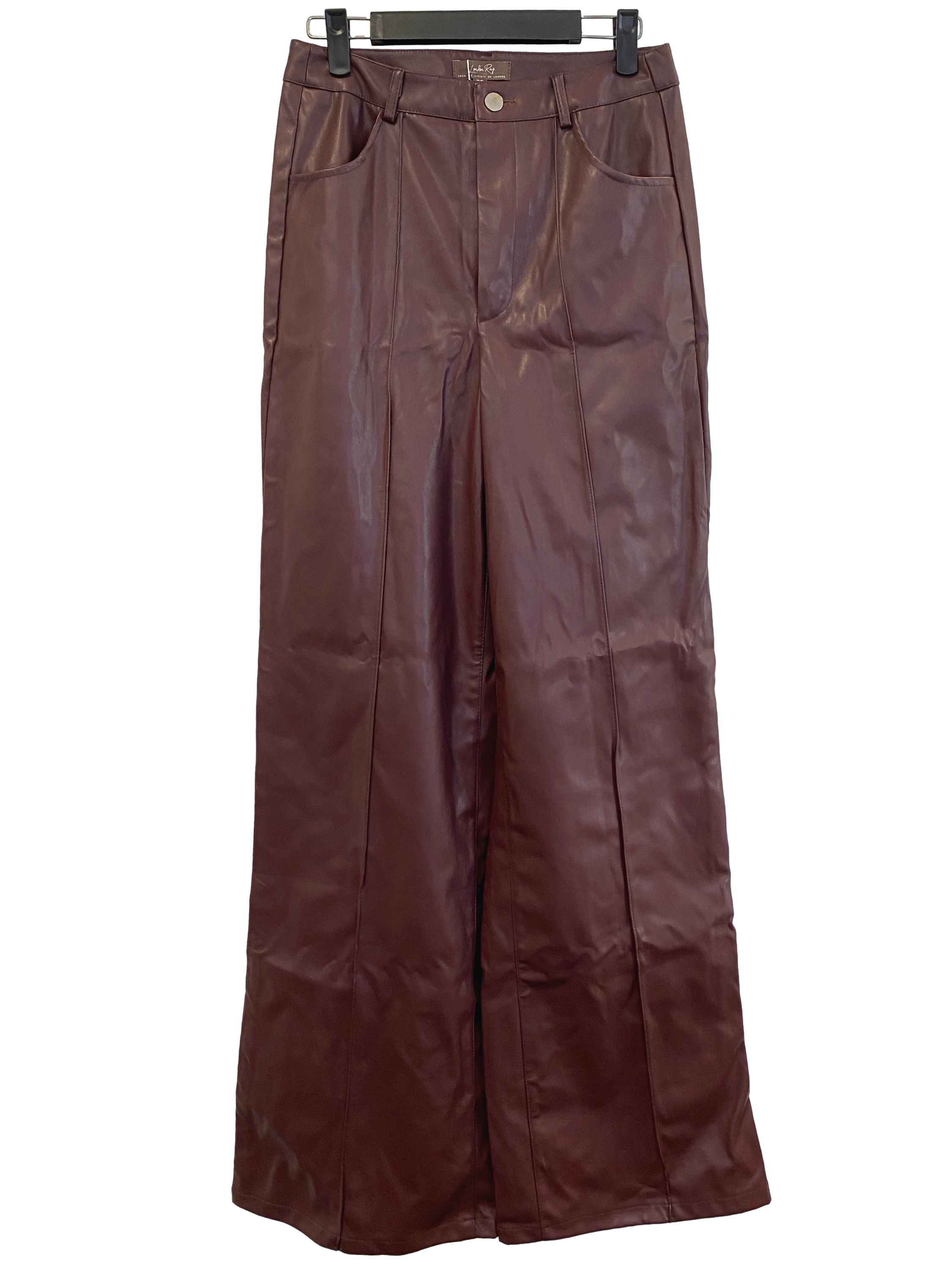 Dark Chocolate Faux Leather Wide Leg Pants