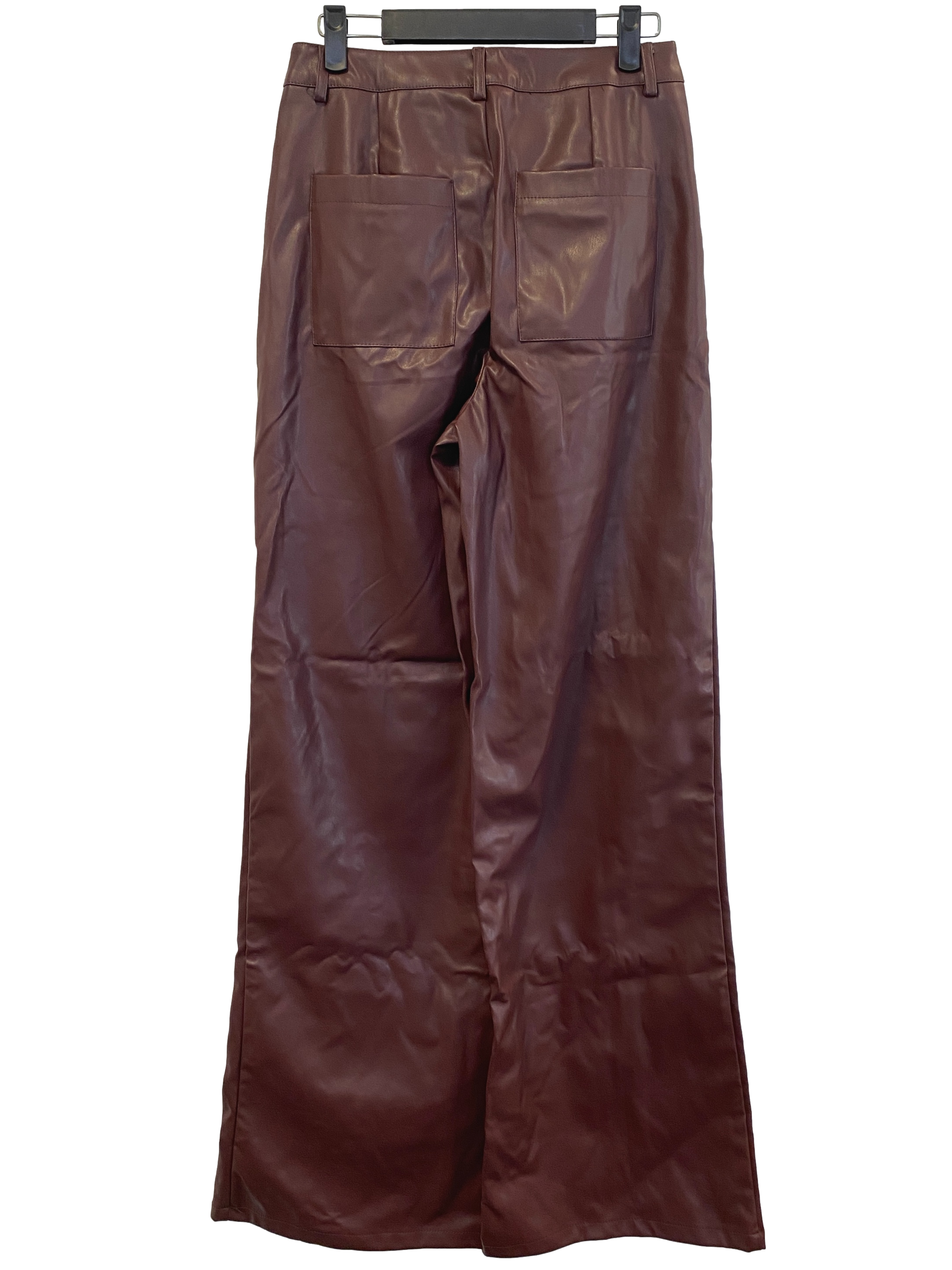 Dark Chocolate Faux Leather Wide Leg Pants