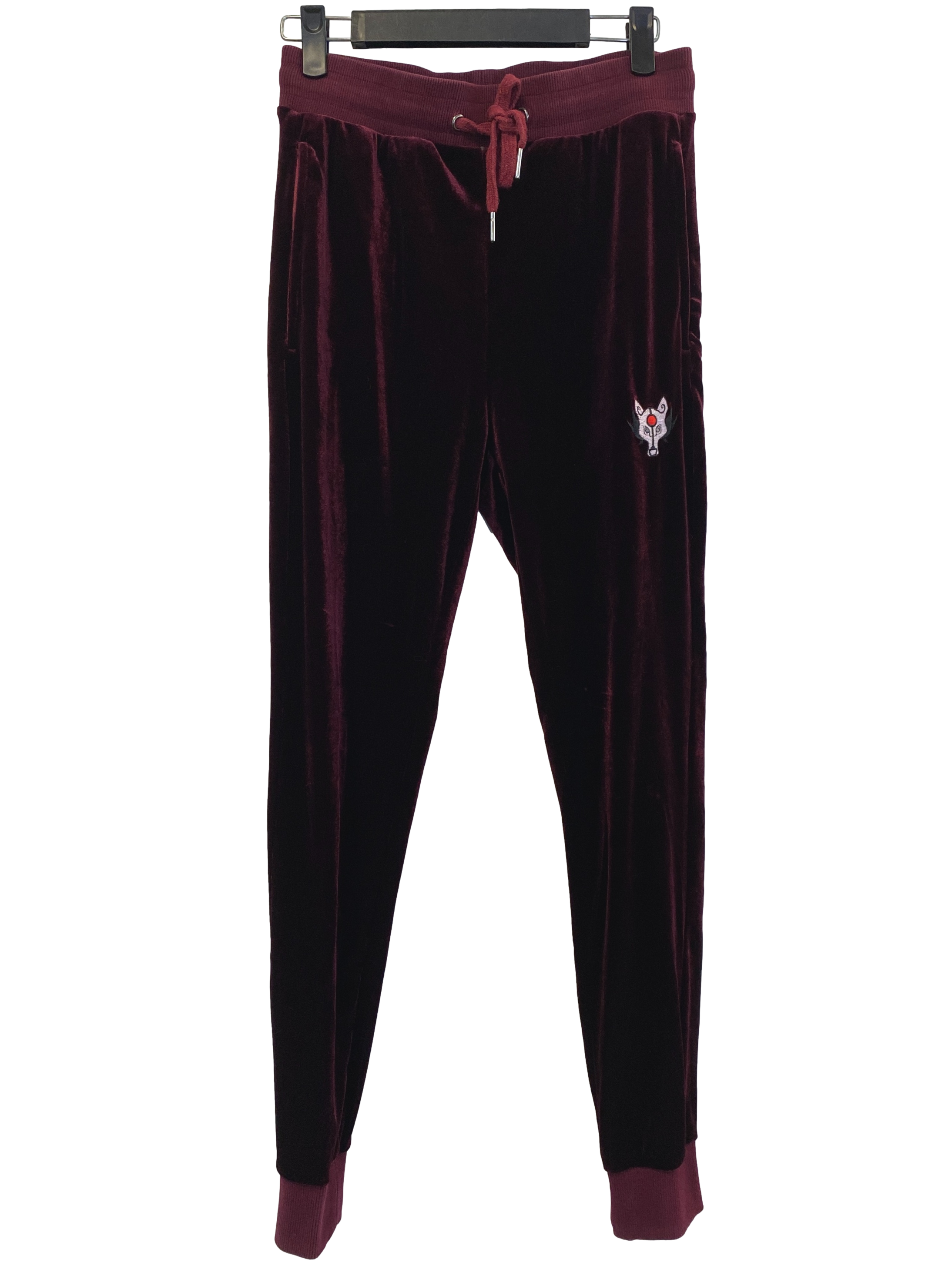 Maroon Velvet Drawstring Pants