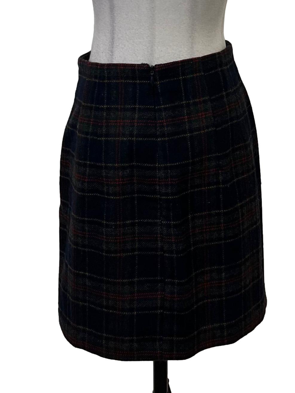 Navy Blue Checkered Skirt