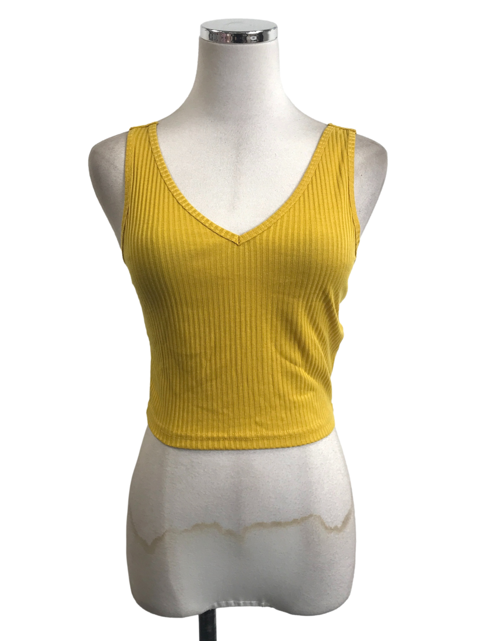 Yellow V-Neck Ribbed Top