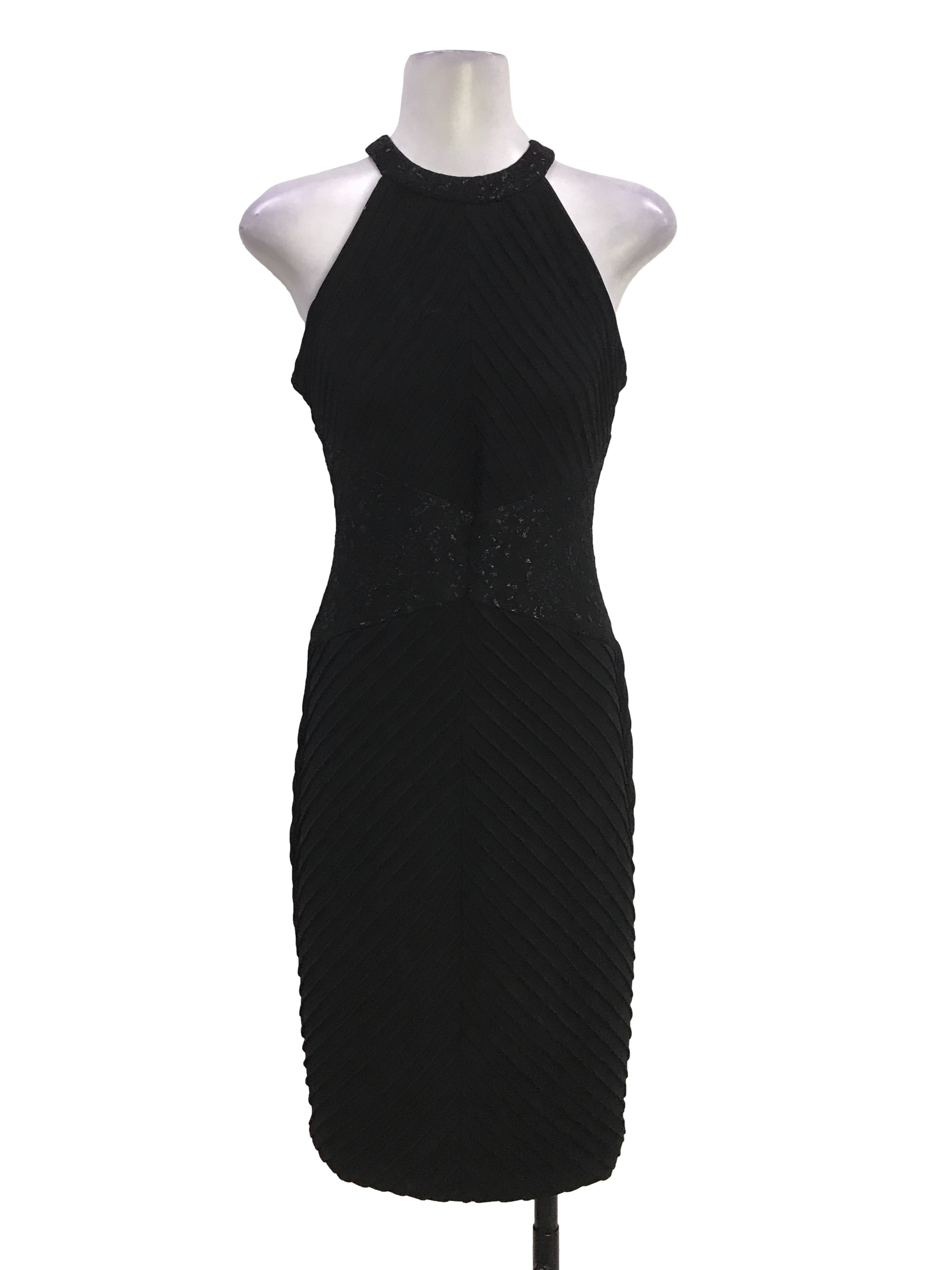 Black Halter Textured Dress