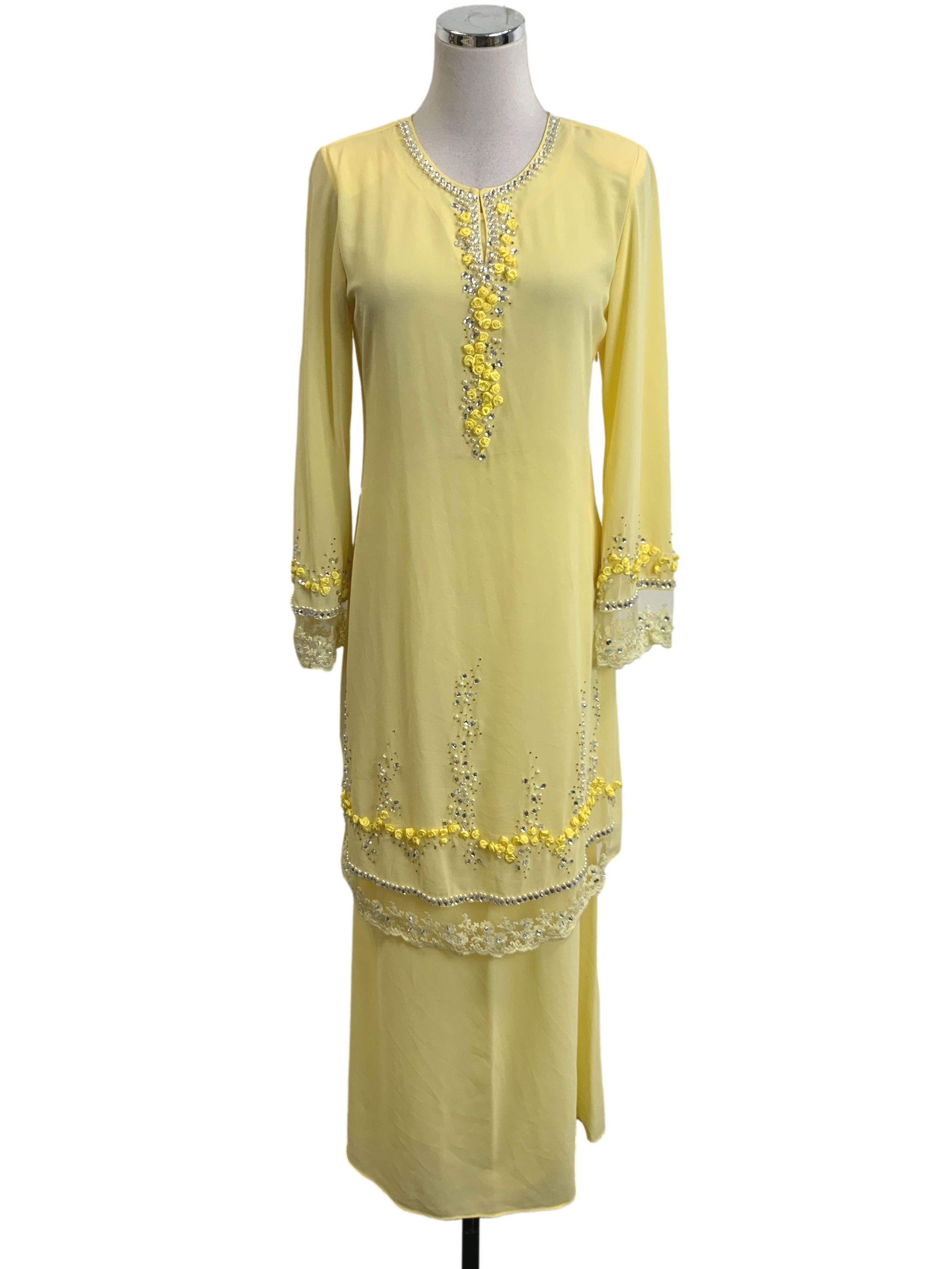 Yellow Embellished Baju Kurung Set
