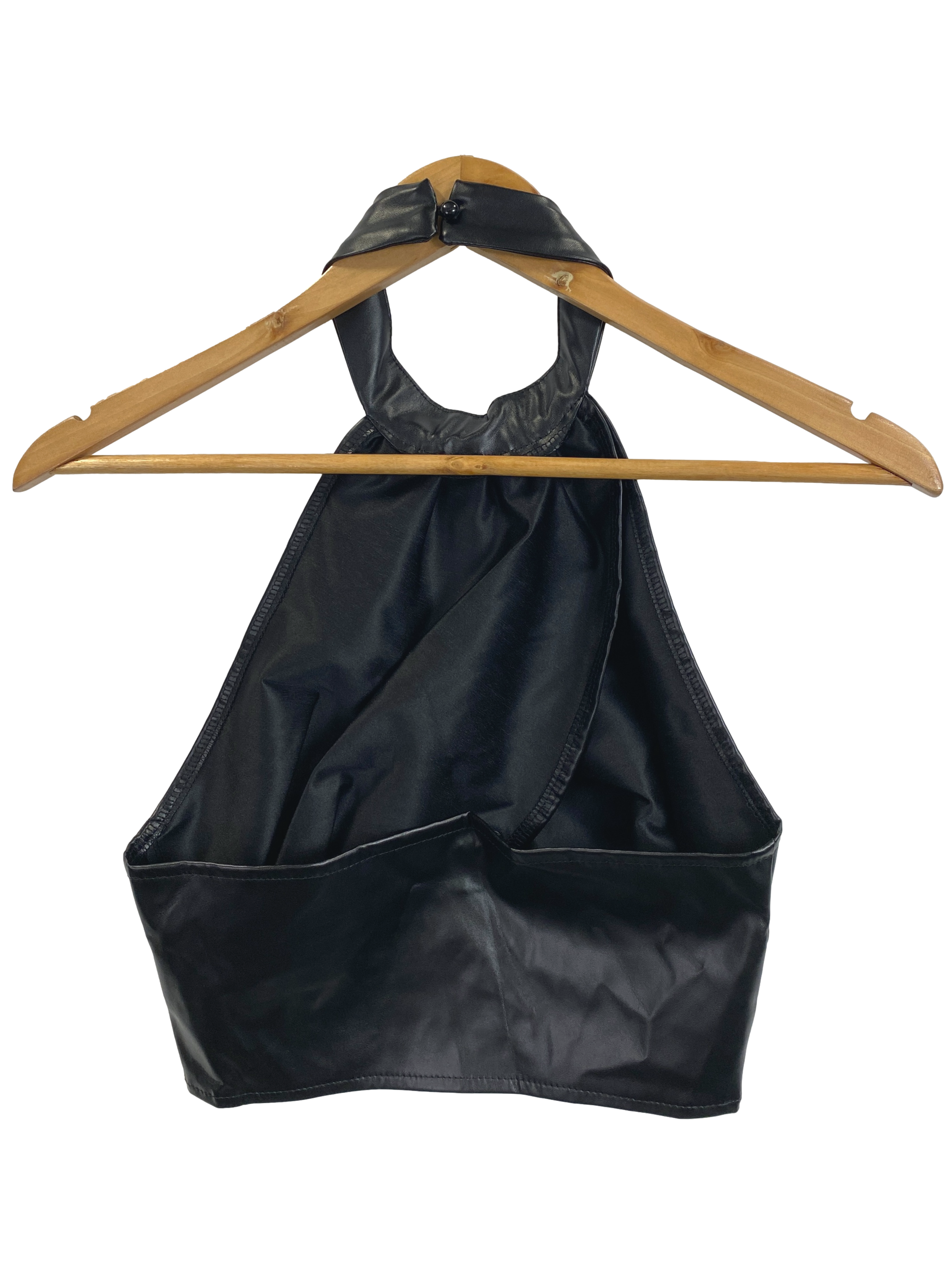 Black Faux Leather Halter Top