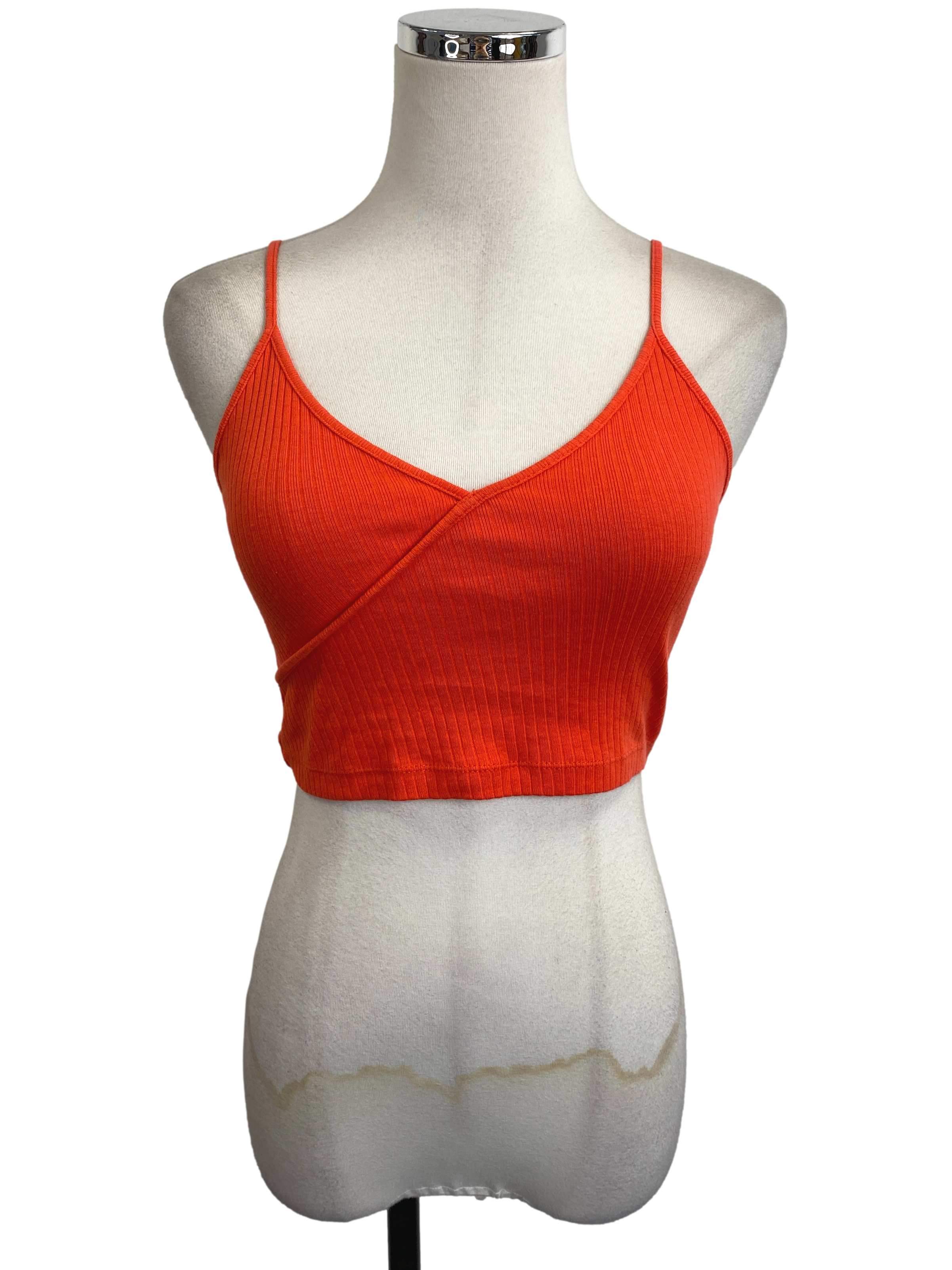 Red Orange Ribbed Crop Top