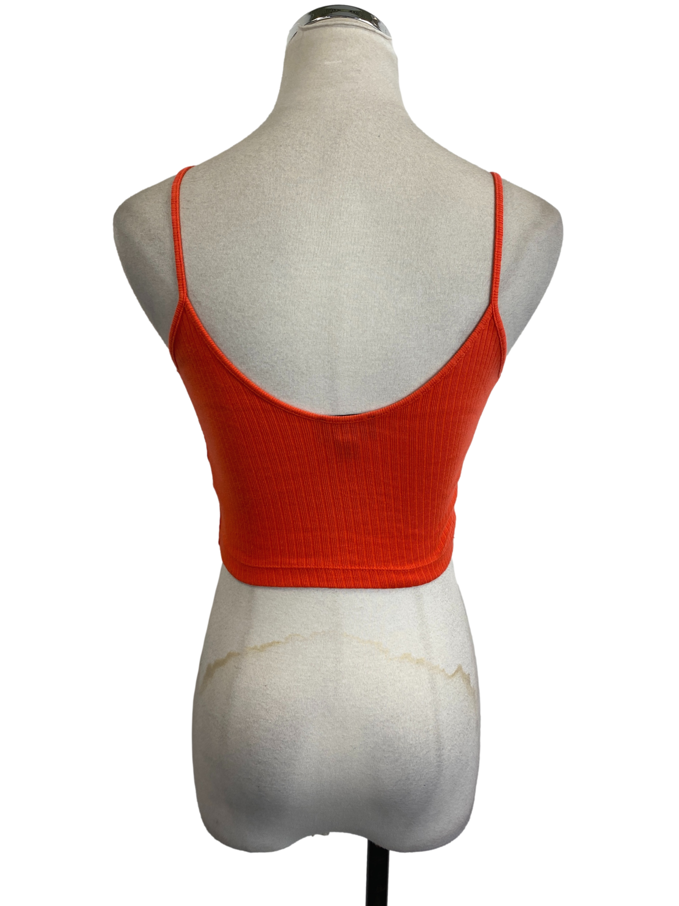 Red Orange Ribbed Crop Top