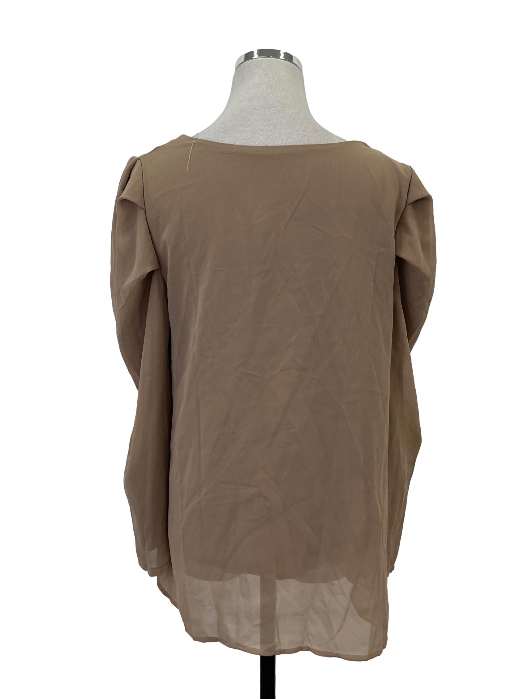 Coffee Brown Ruched Blouse
