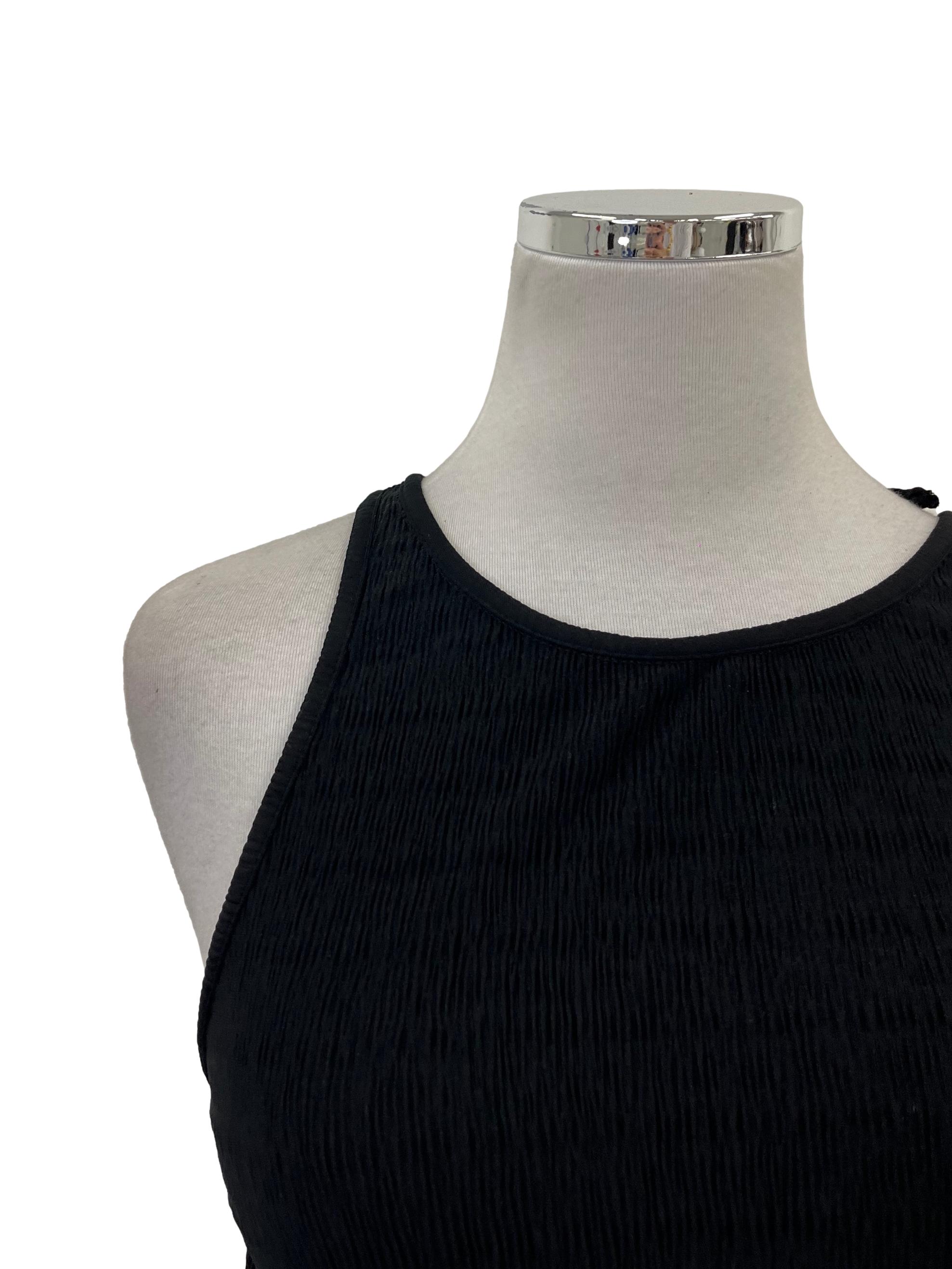 Black Textured Soft A-line Dress