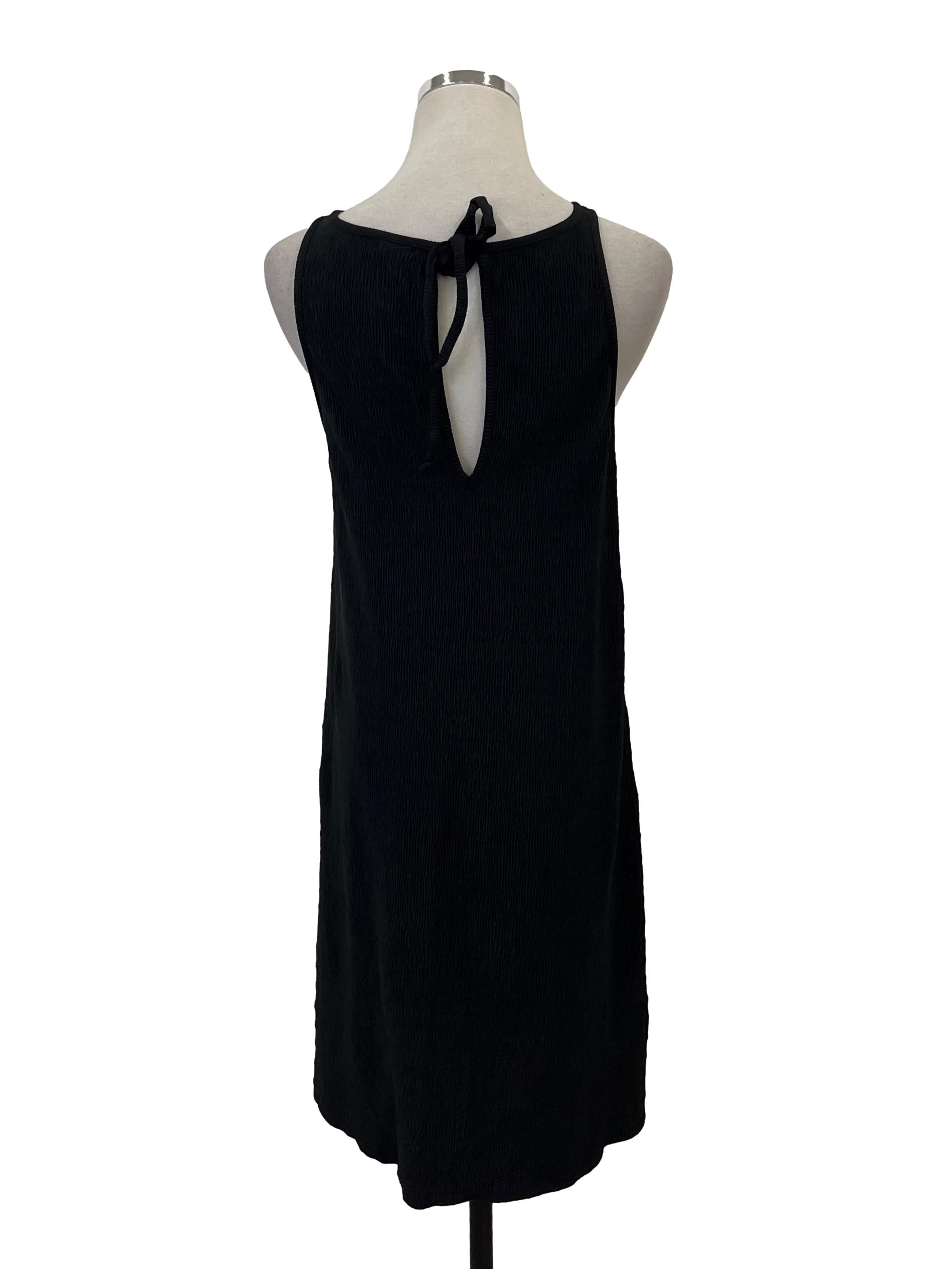Black Textured Soft A-line Dress