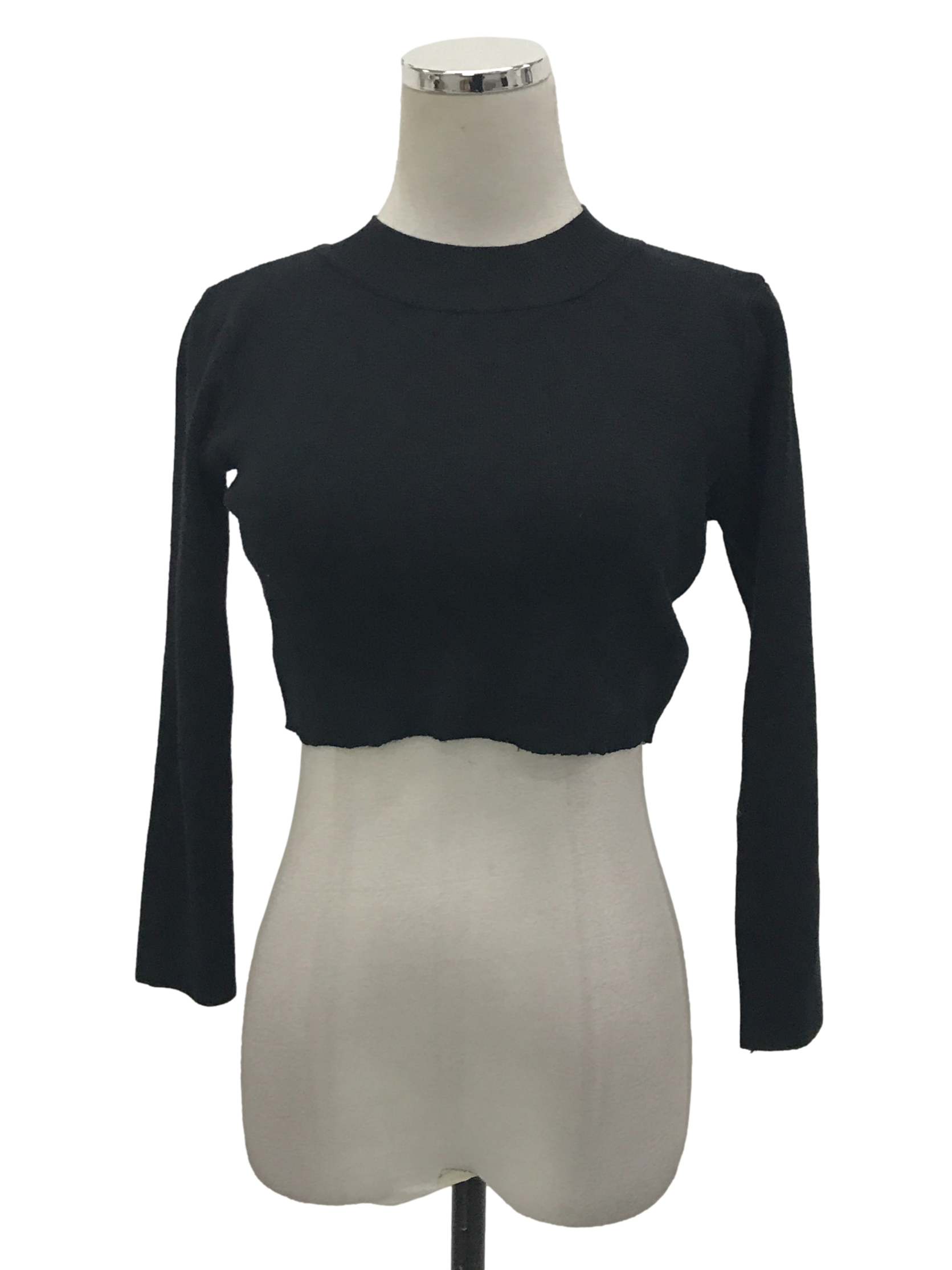 Black Mock Neck Knit Top