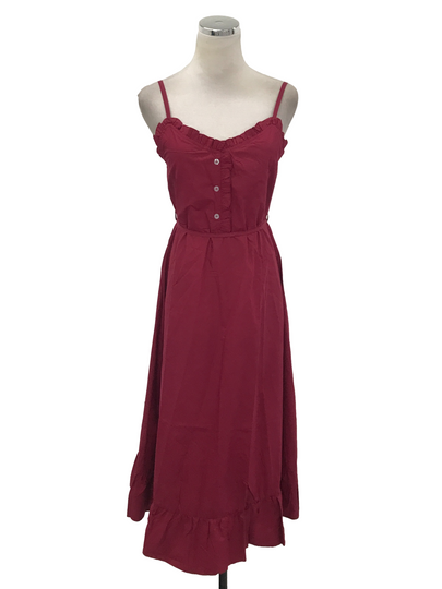 Red Back Shirred Tie Dress