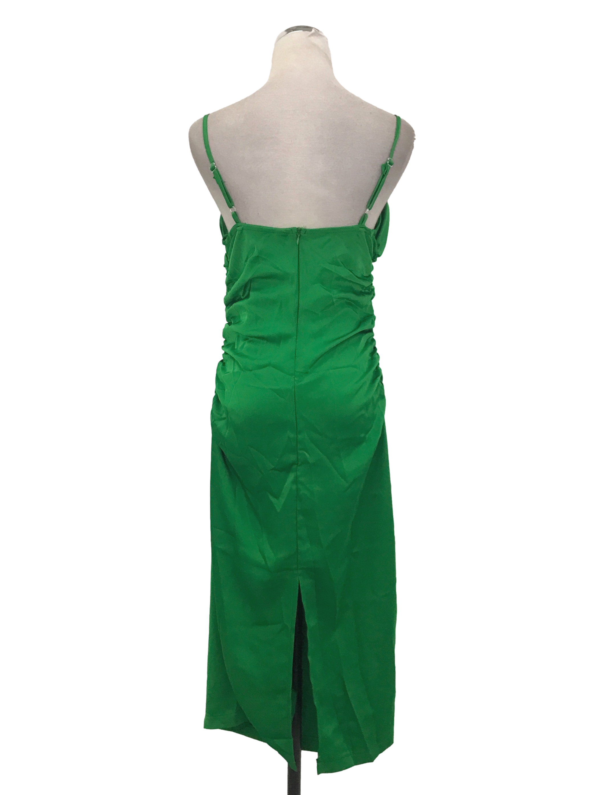 Green Satin Cowl Dress