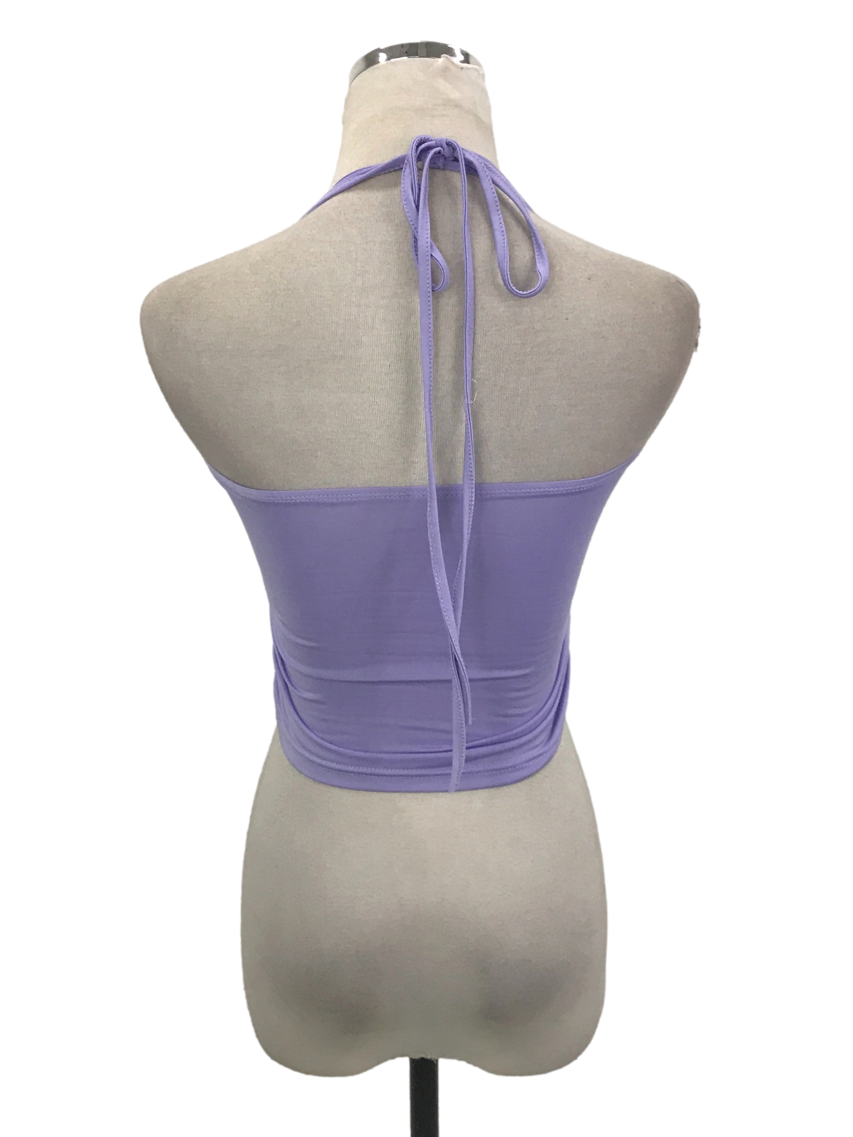 Purple Sleeveless Neck Tie Top