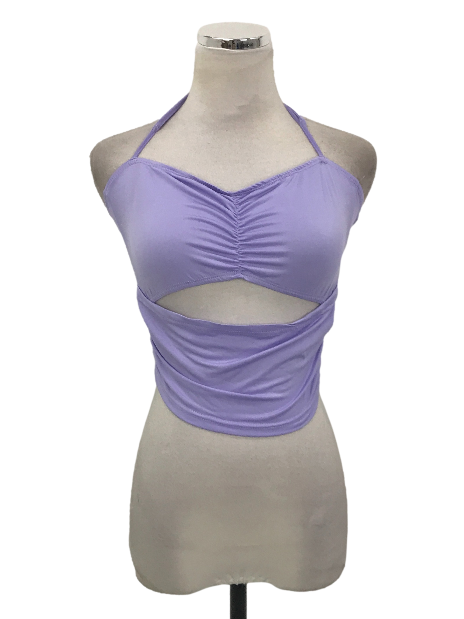 Purple Sleeveless Neck Tie Top