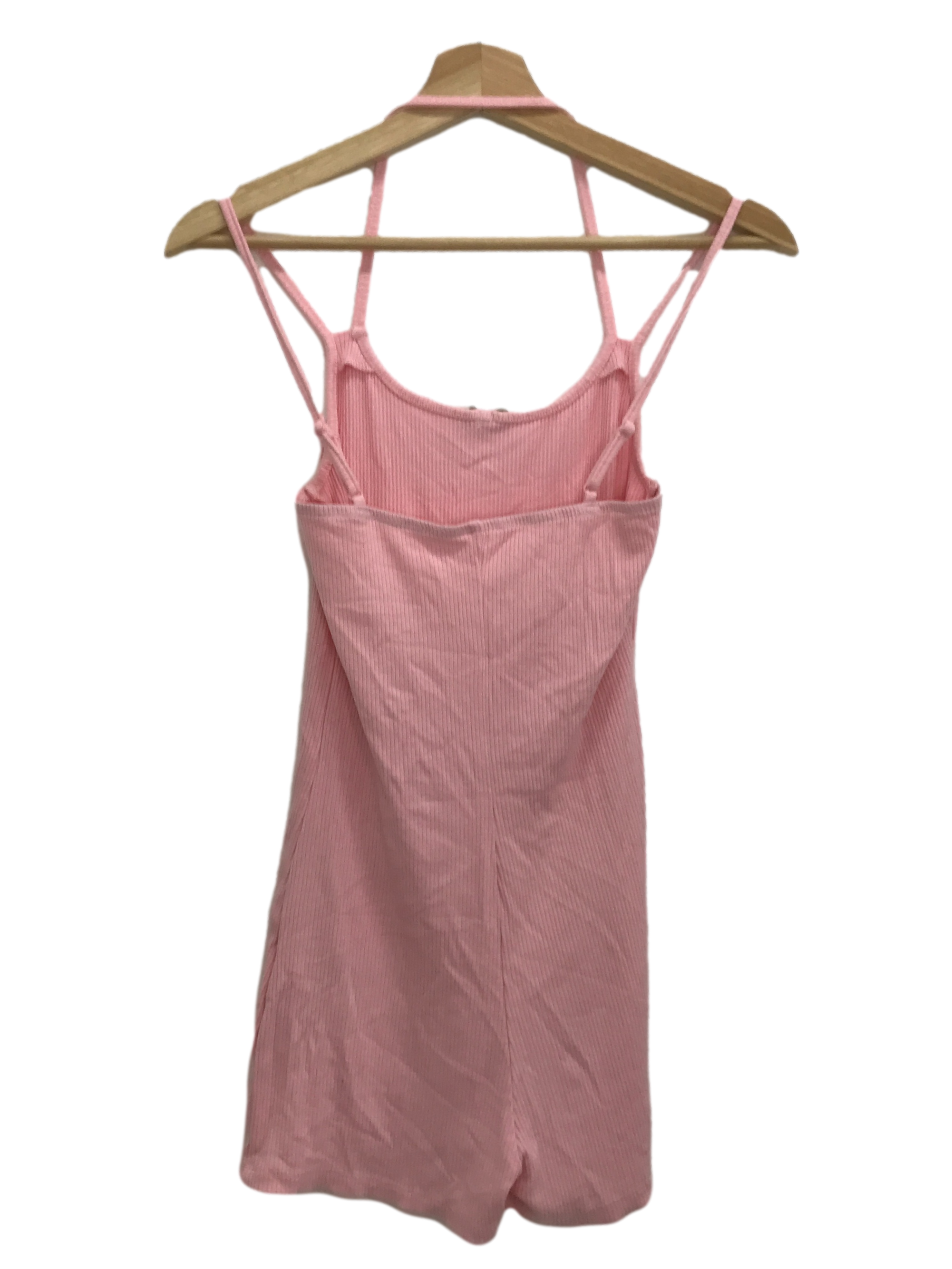 Pink Mini Flower Ribbed Slip Dress