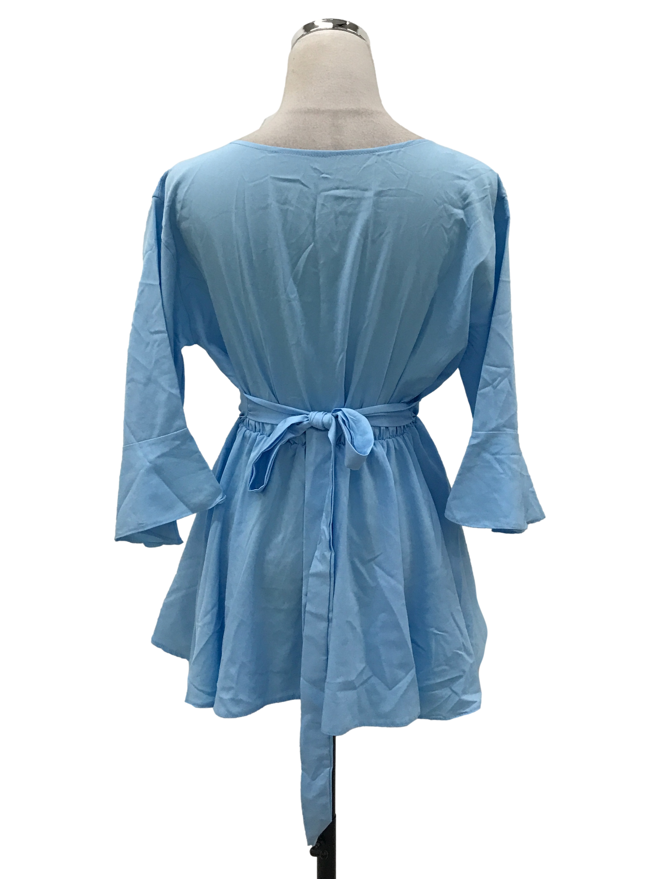 Sky Blue V-Neck Peplum Top