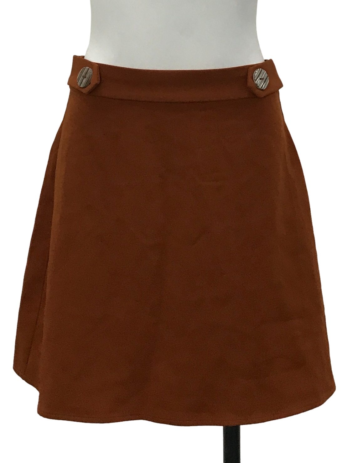 Brown Button Waist Skirt