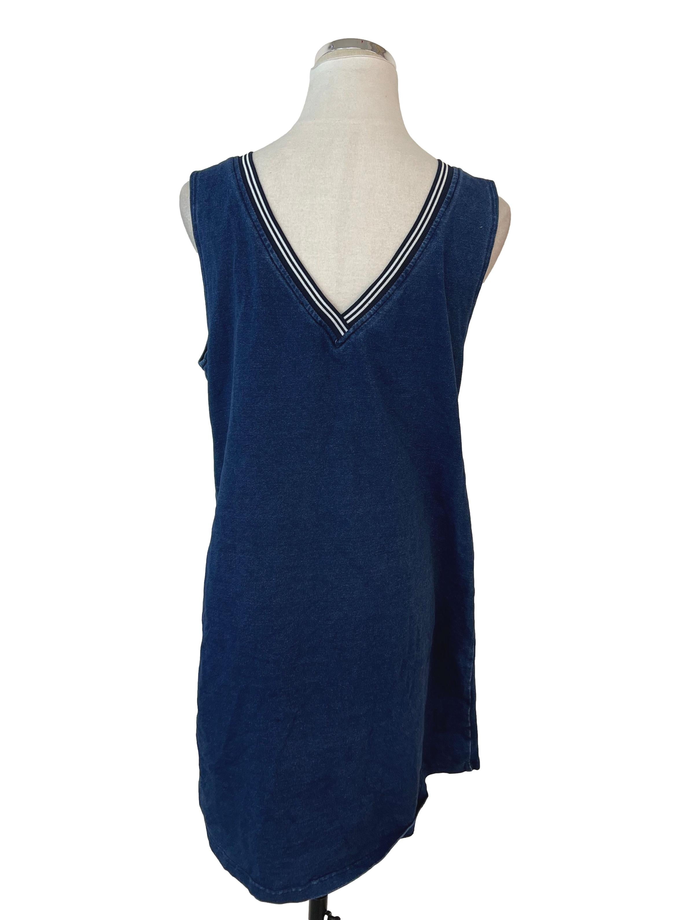 Cobalt Blue Denim V Neck Dress