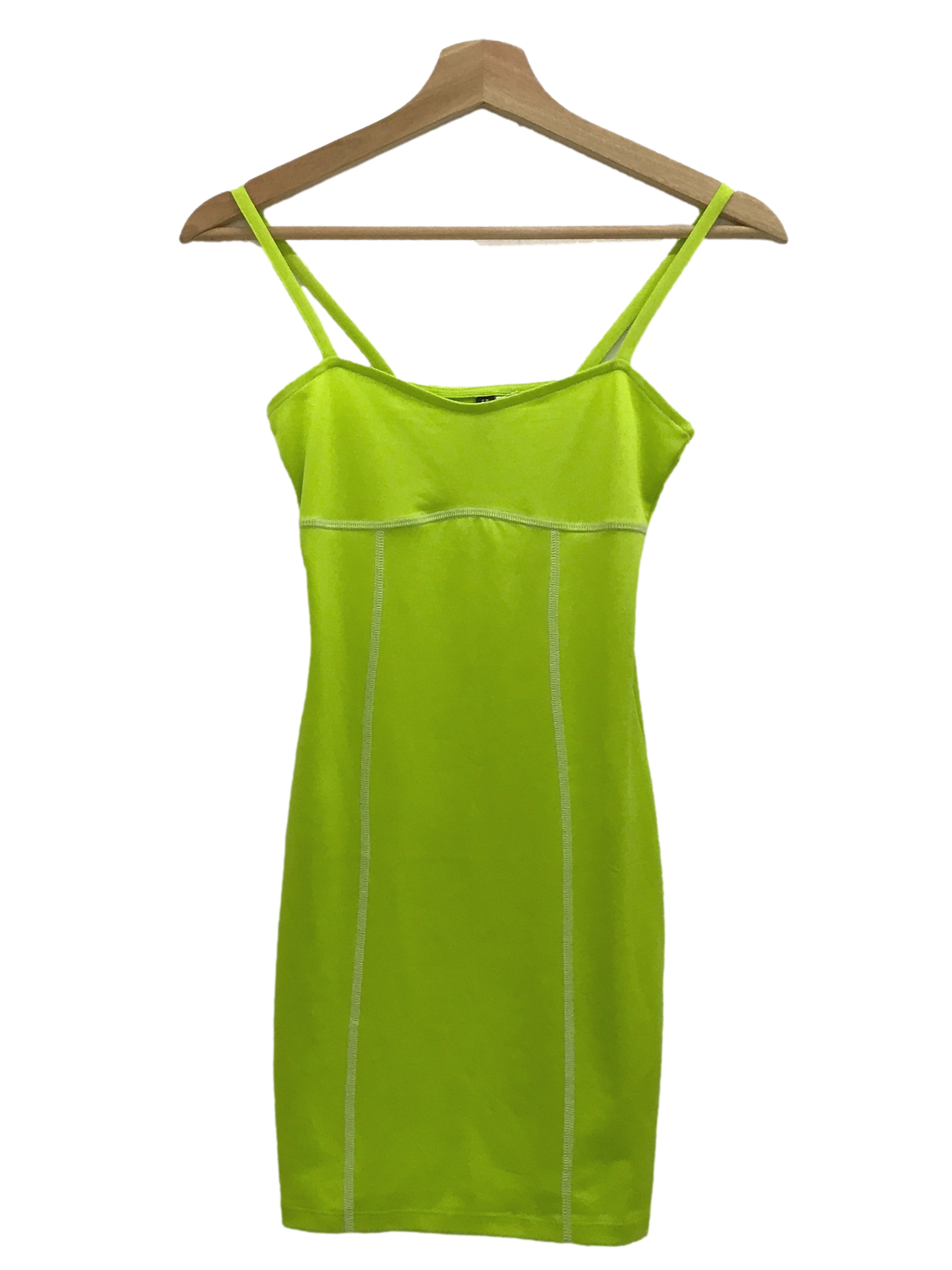 Neon Green Outside Stitch Dress