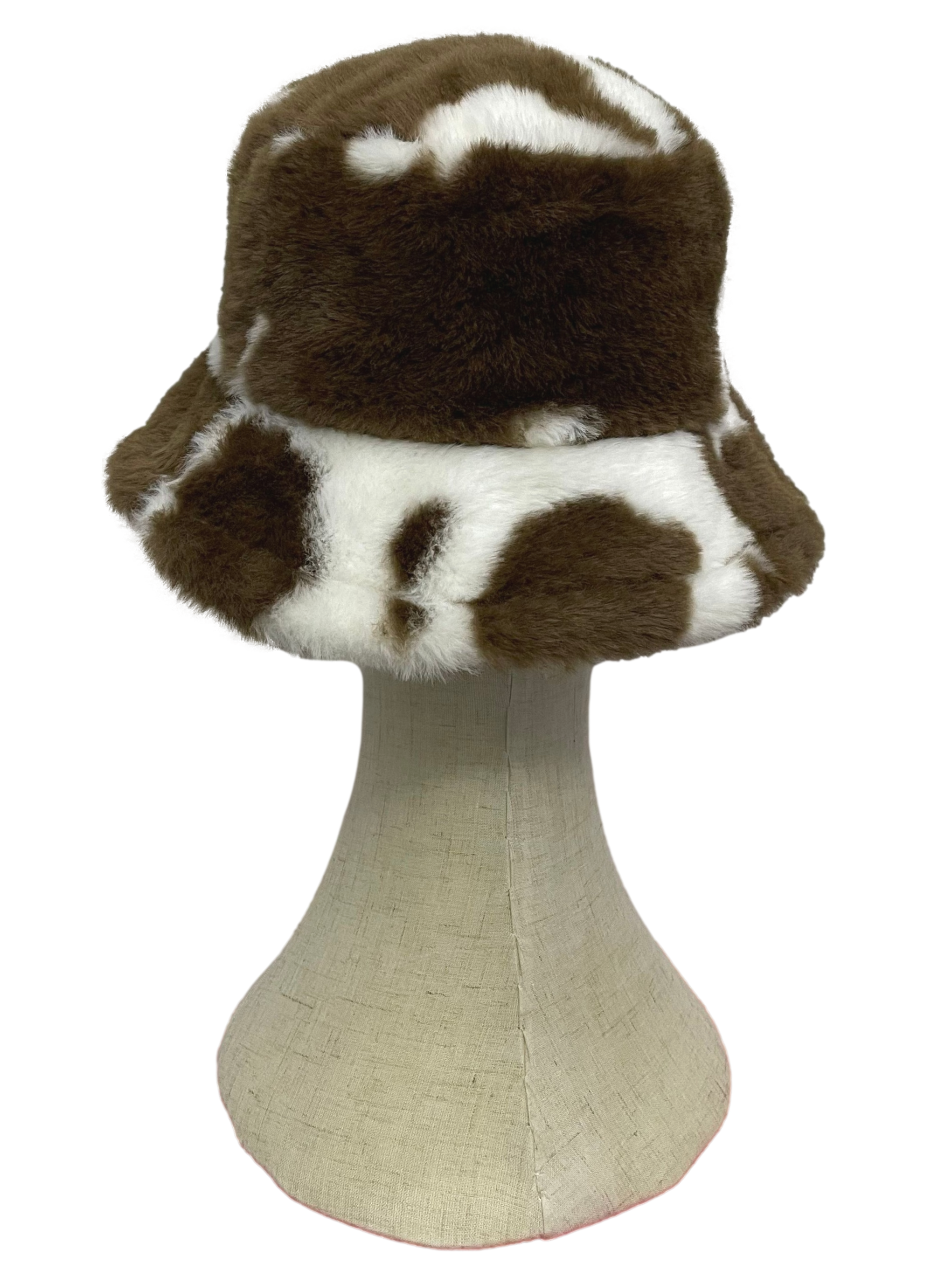 Cow Printed Furry Bucket Cap