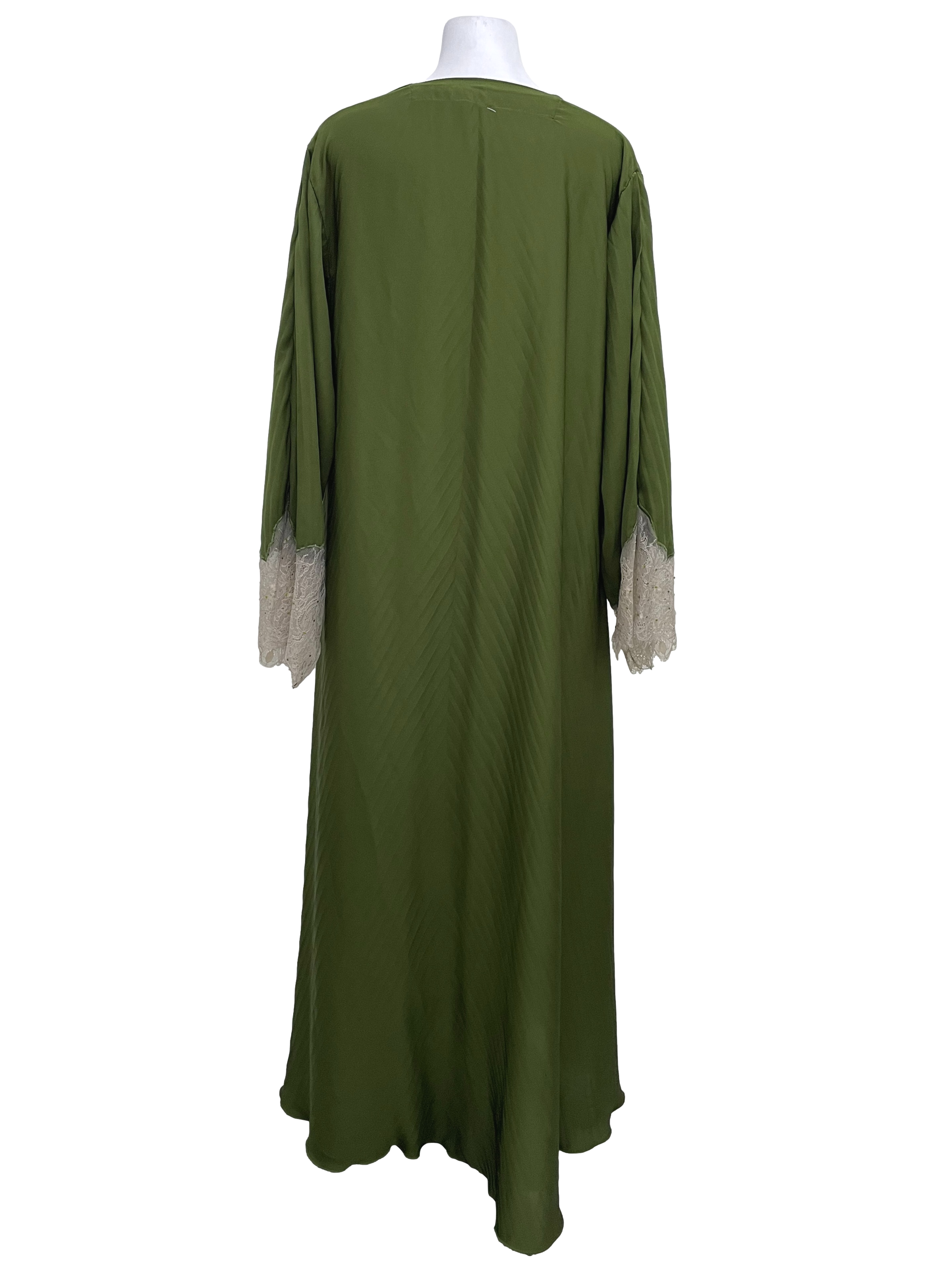 Emerald Green Lace Pleated Jubah