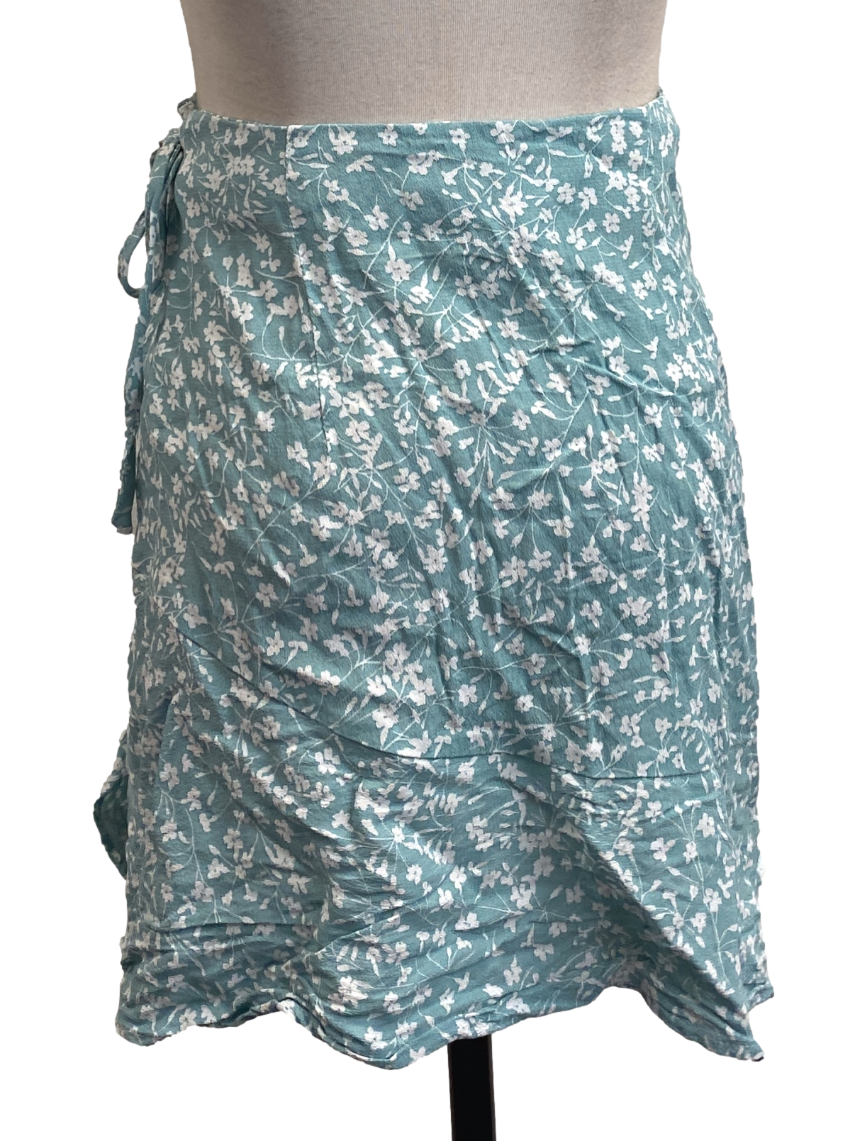 Mint Green Floral Wrap Skirt