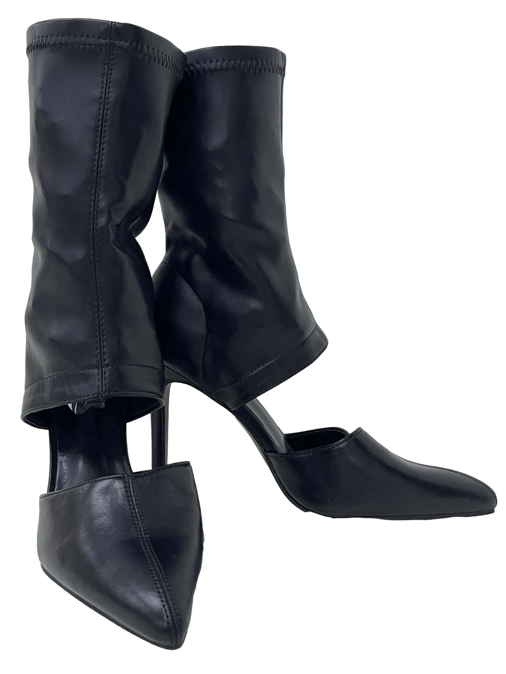 Black Leather Heels Boots