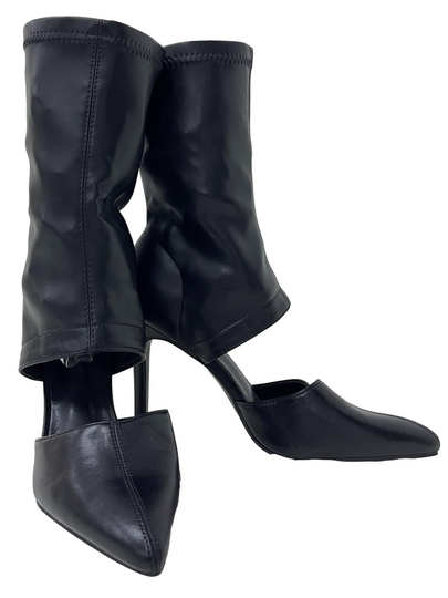 Black Leather Heels Boots