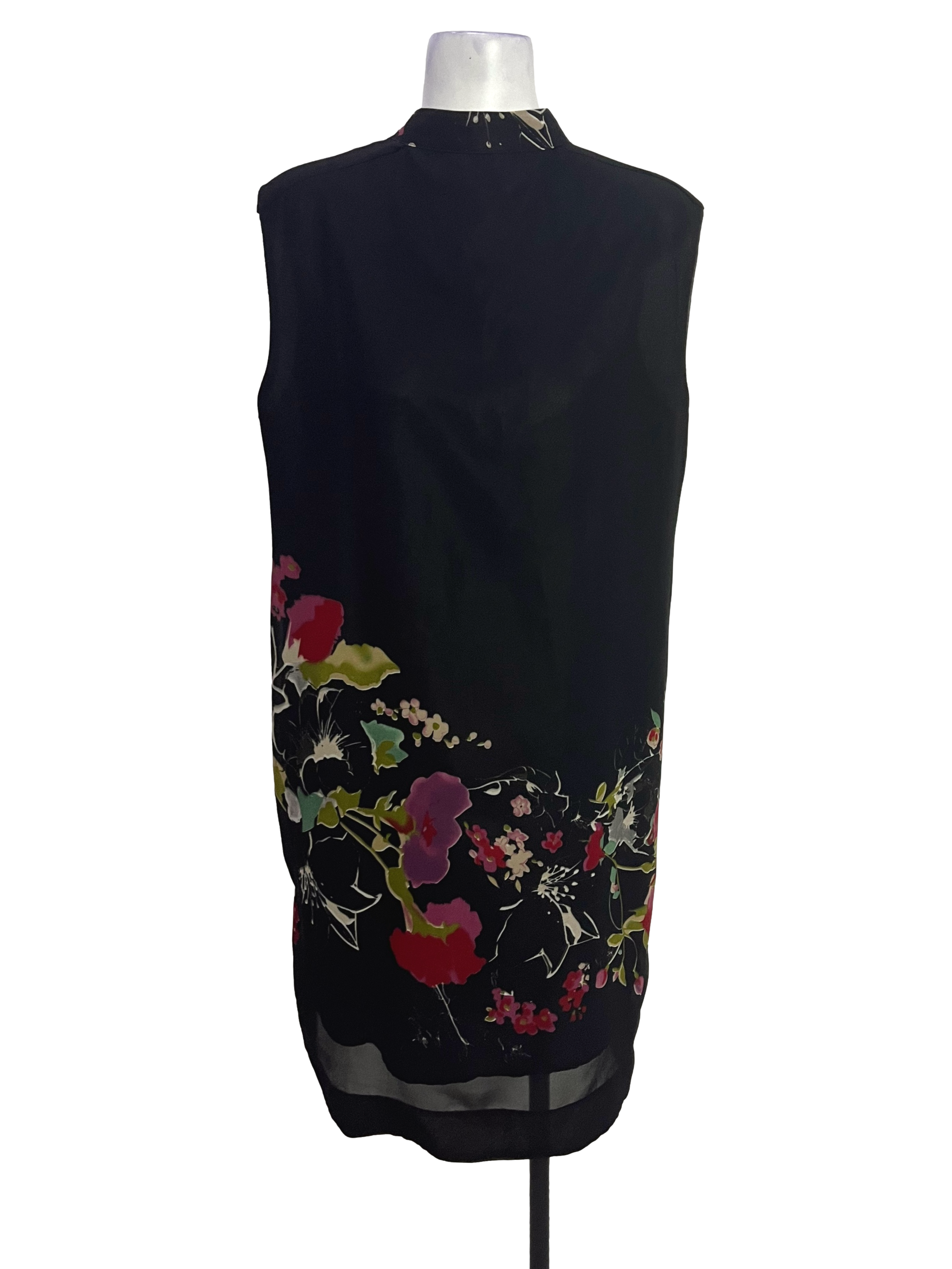 Black Floral Print Collar Shift Dress