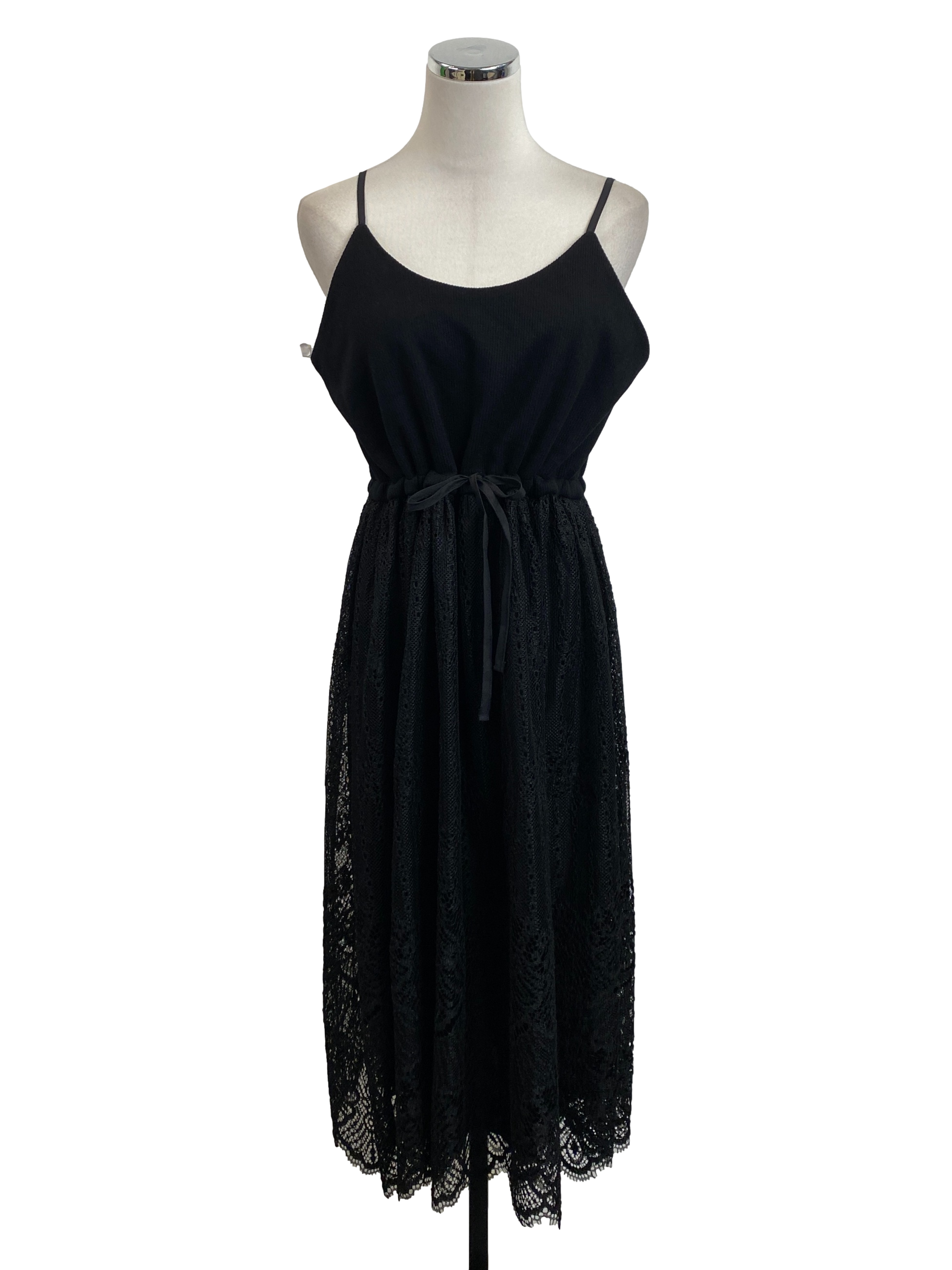 Onyx Sleeveless A-Line Lace Dress