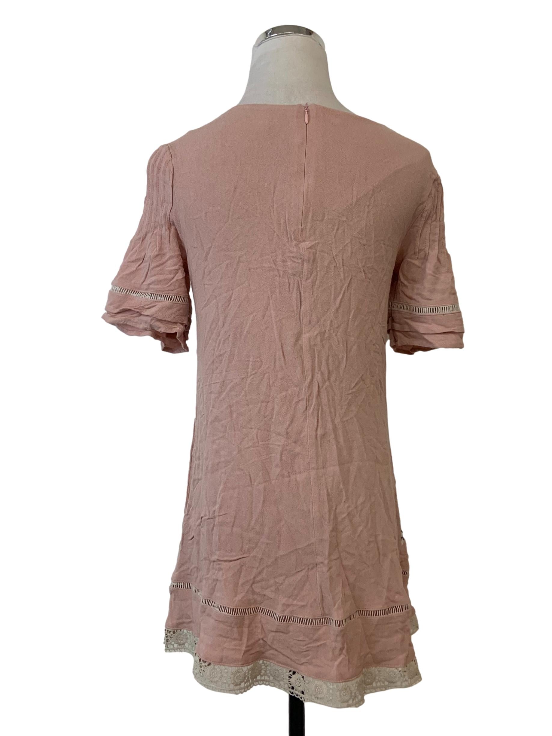 Crepe Pink Embroidered Dress