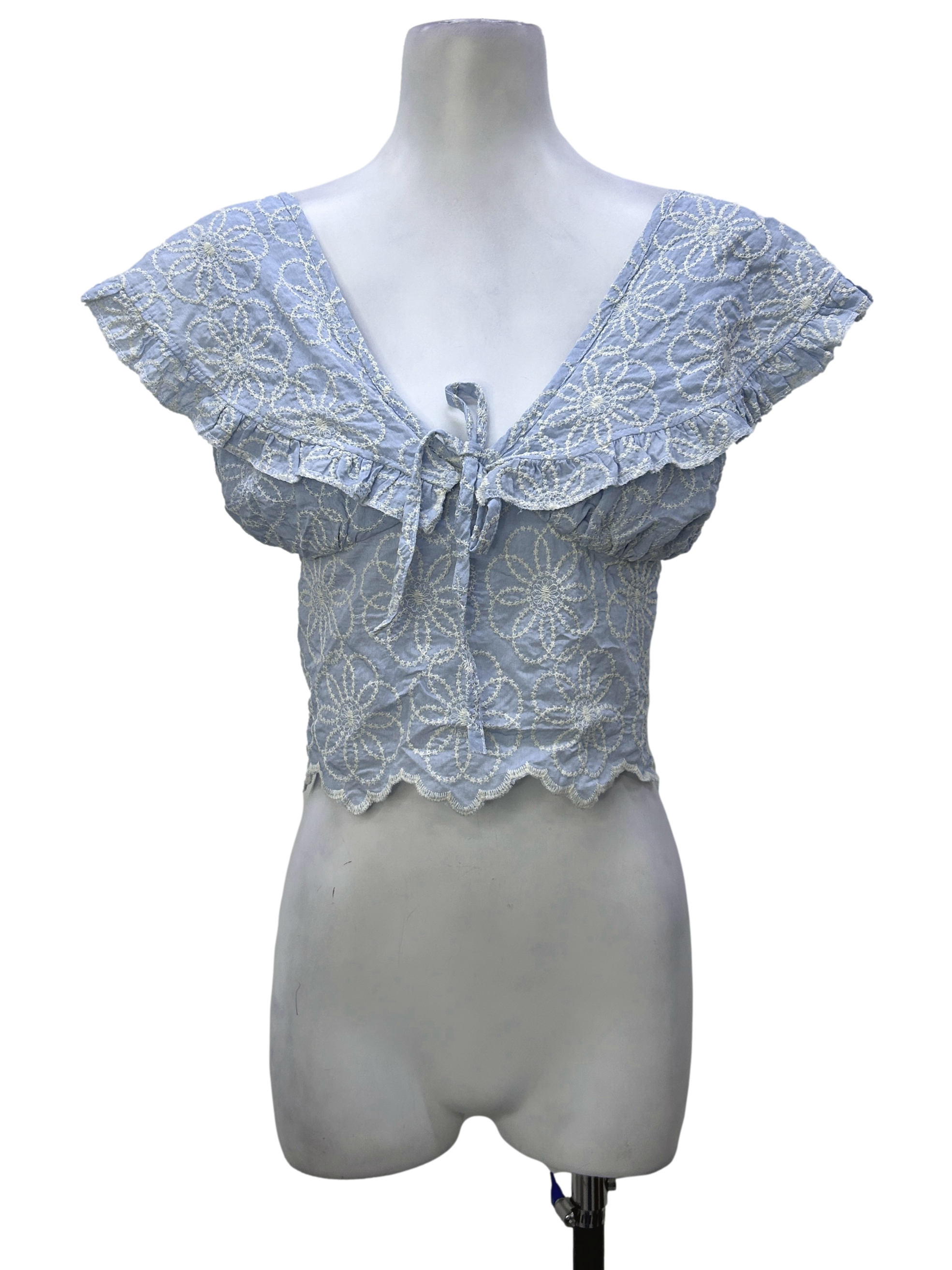 Blue Flower Embroidered Top