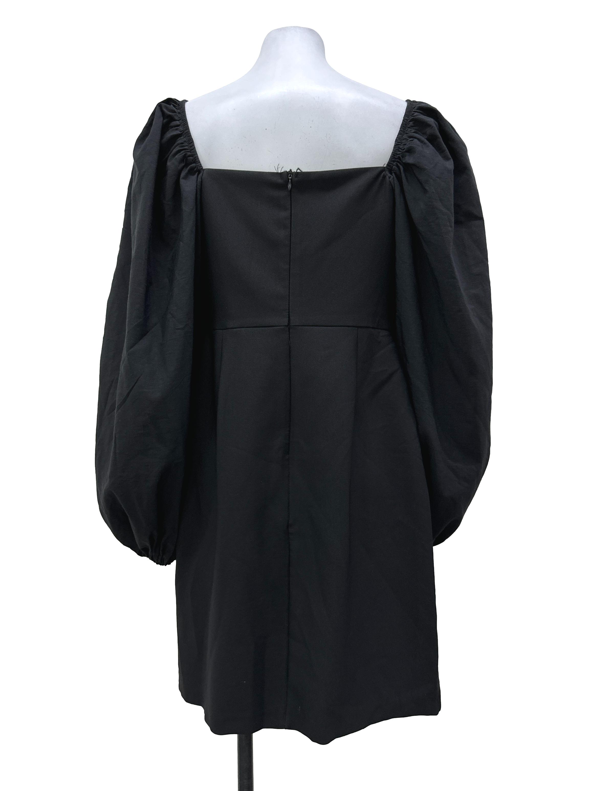 Black Off-Shoulder Puffed Long Sleeve Dress