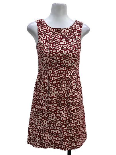 Brick Red Pattern Sleeveless Dress