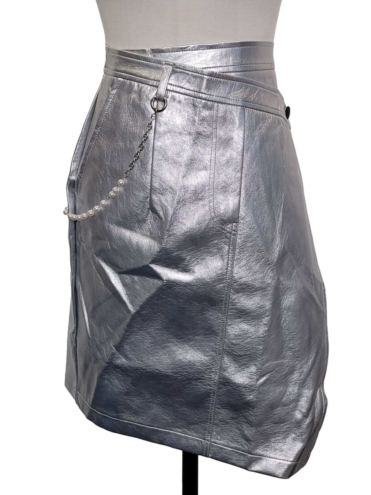 Silver Asymmetrical Wrap Skirt