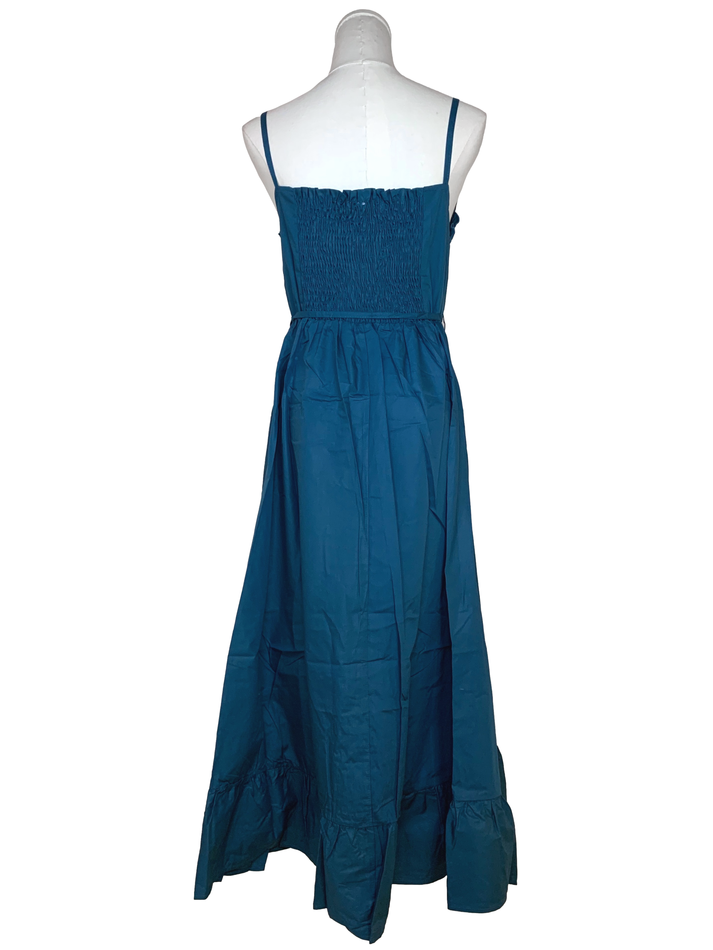 Ocean Blue Strap Ruffled Hem Dress
