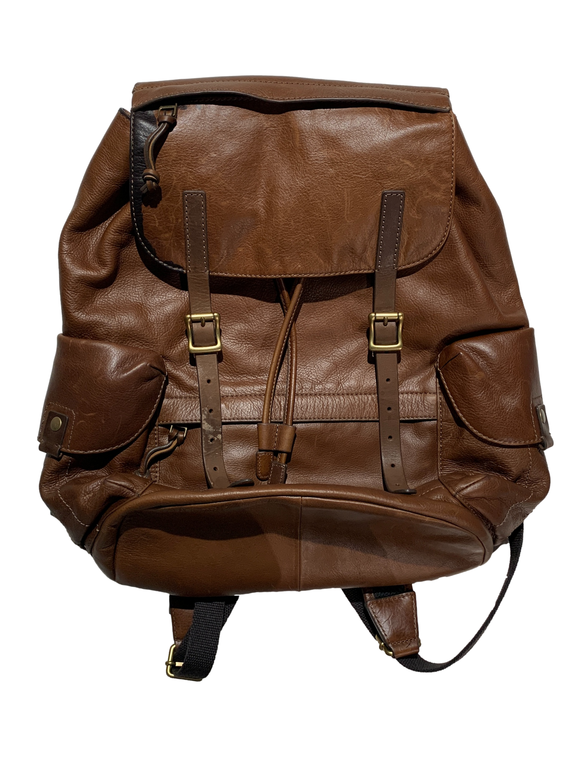 Bronze Brown Leather Drawstring Backpack