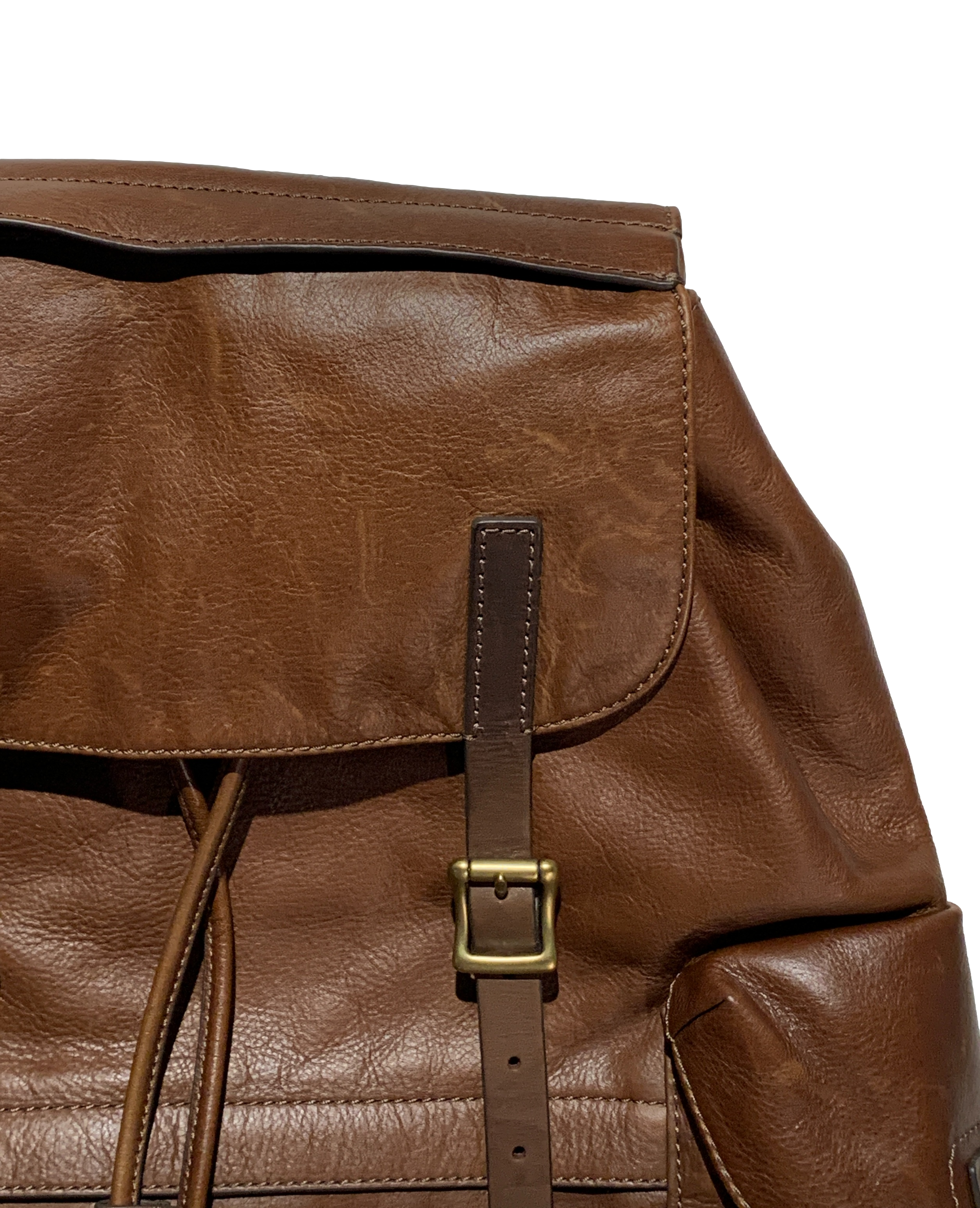 Bronze Brown Leather Drawstring Backpack