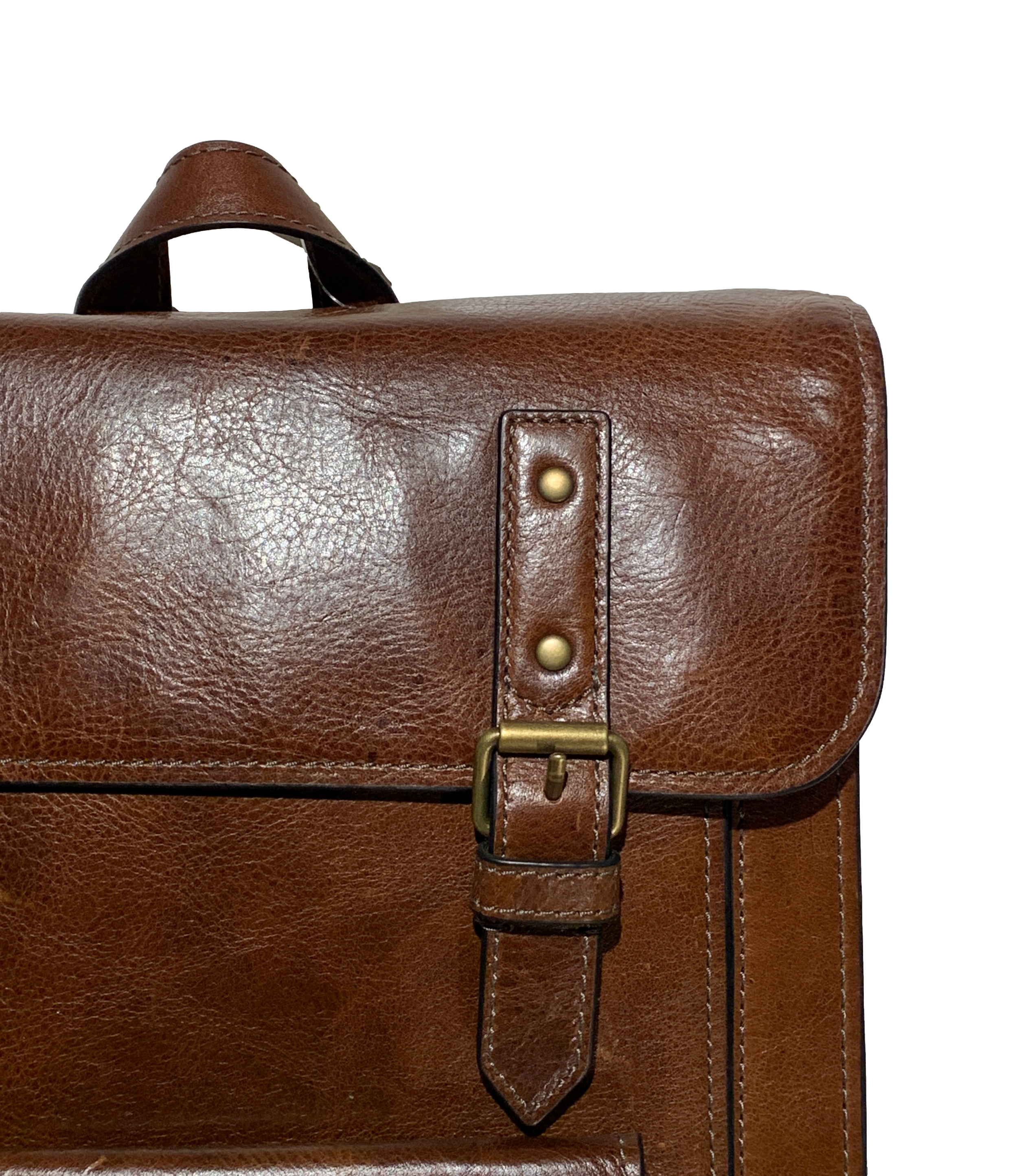Amber Brown Leather Commuter Backpack
