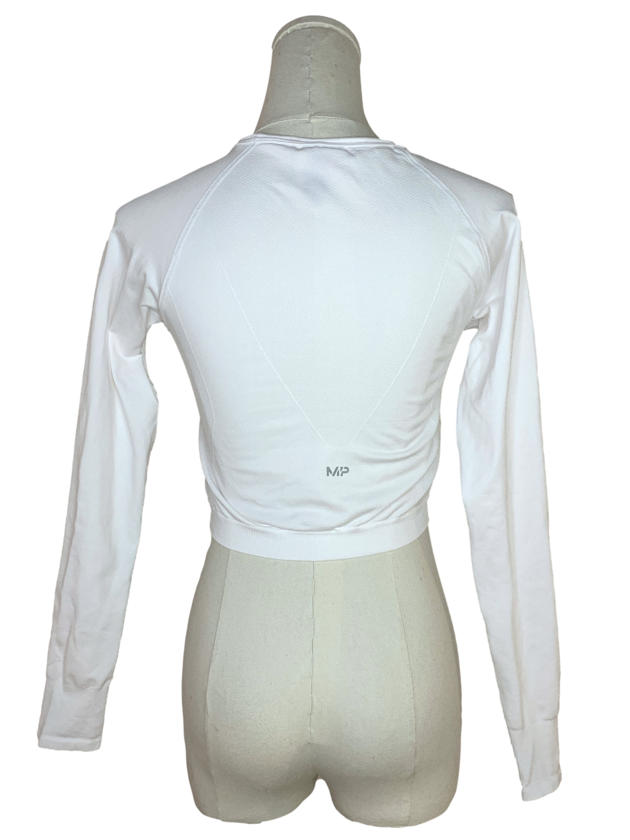 White Long Sleeve Activewear Crop Top