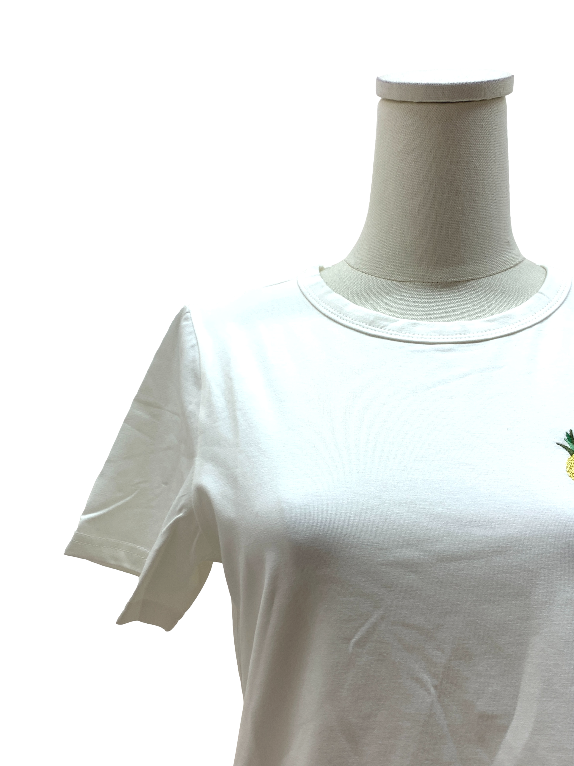 Pearl White Pineapple-embroidered Top
