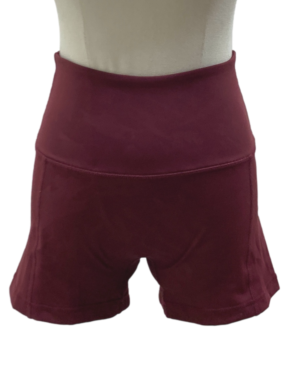 Wine Red Sports Biker Shorts