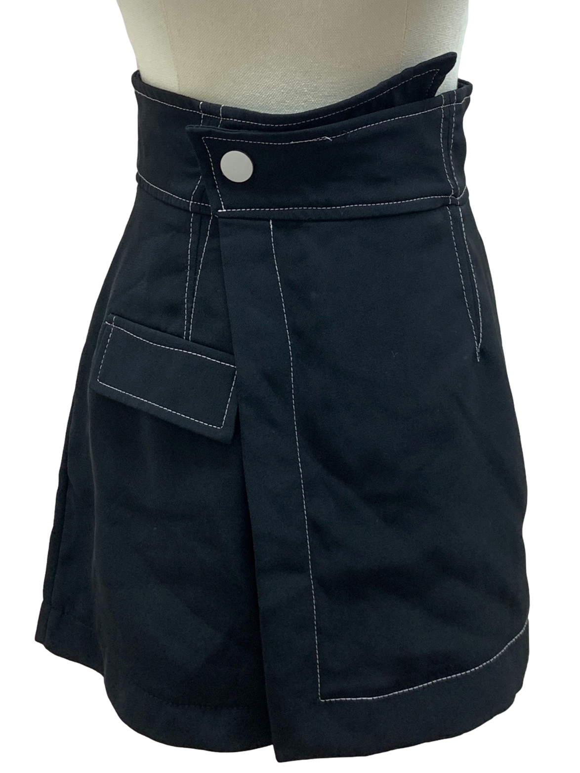 Black With White Top Stitch Skort