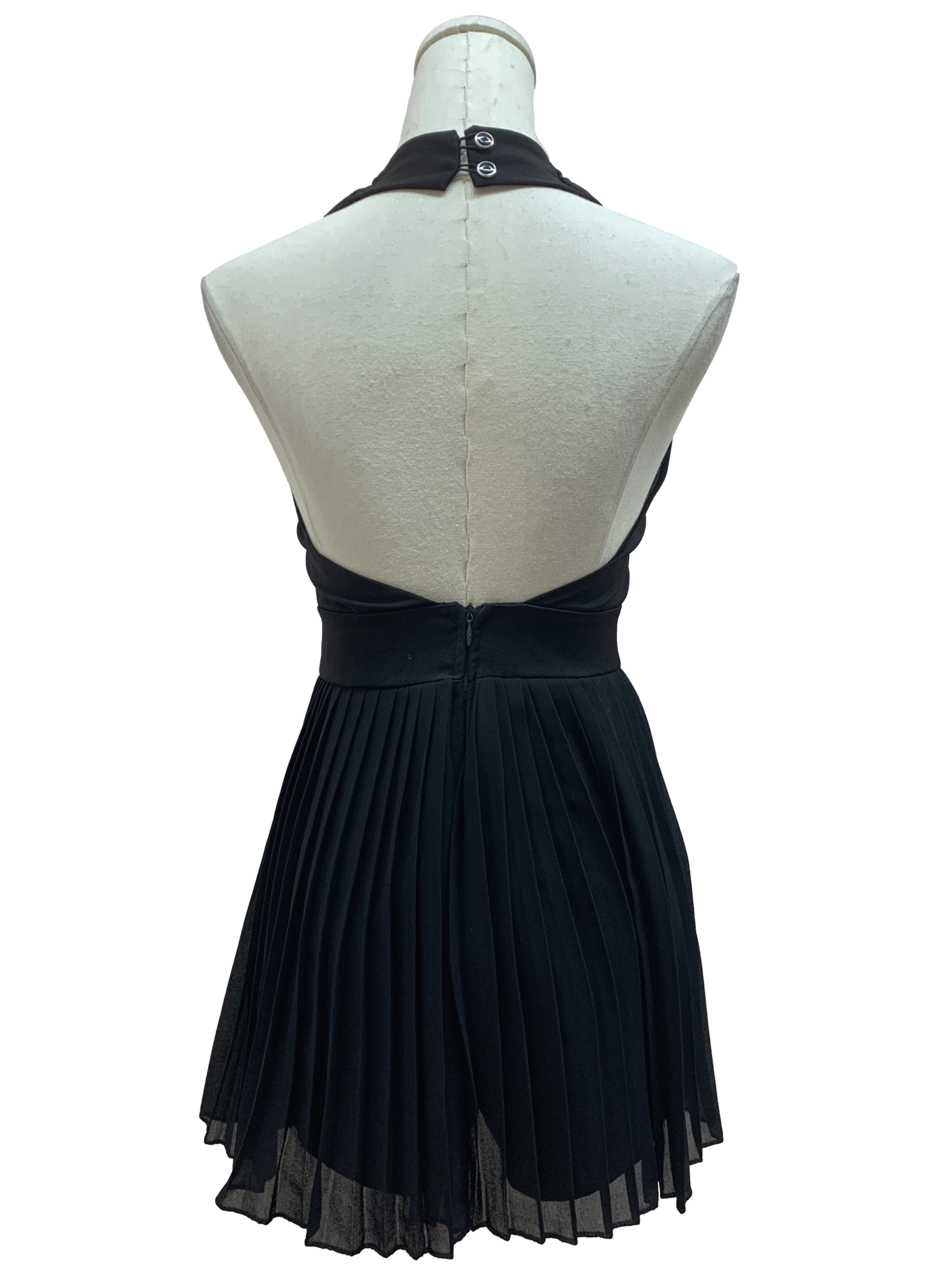 Black Pleated Halter Dress