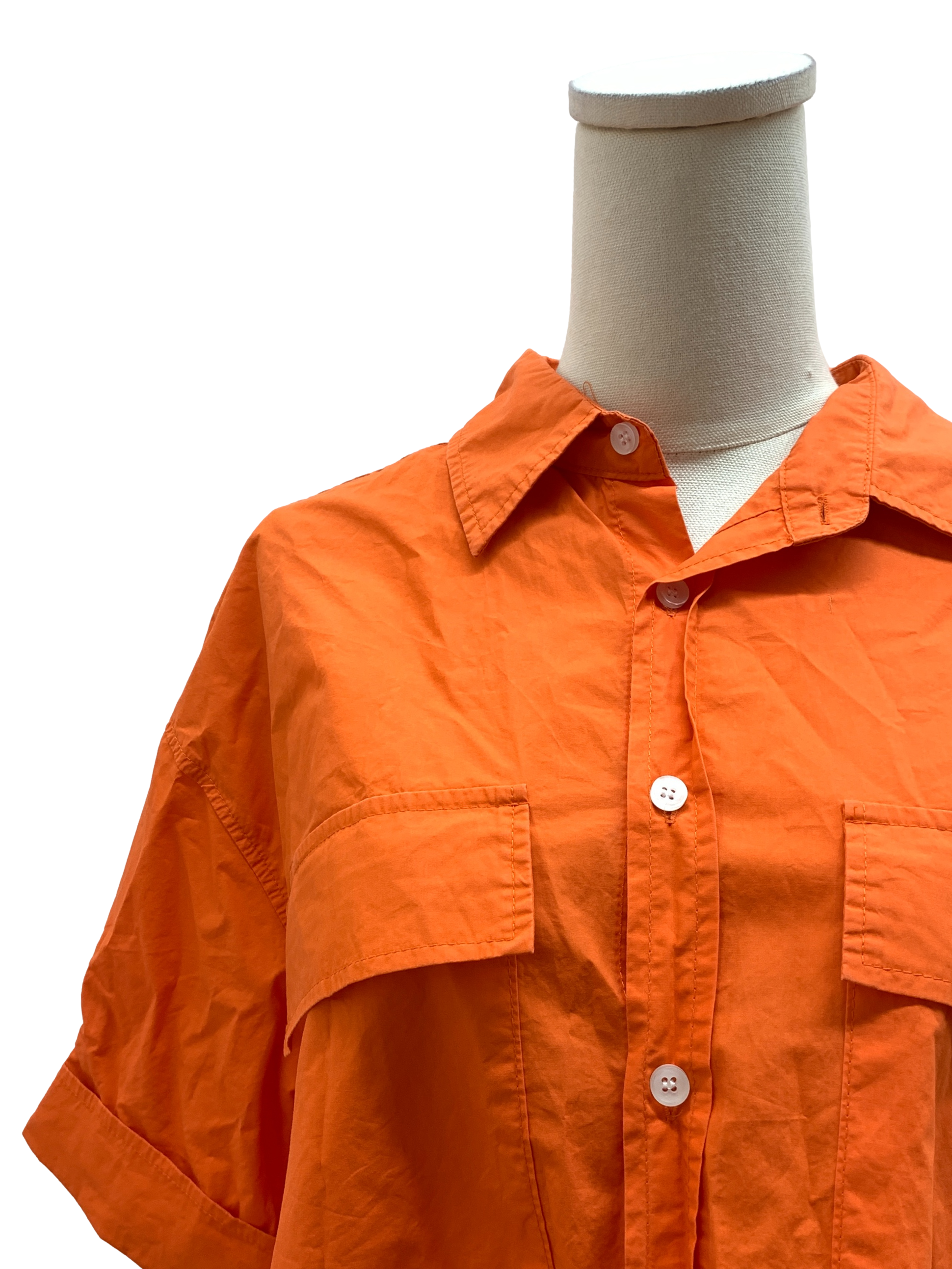 Fire Orange Short Sleeves Blouse
