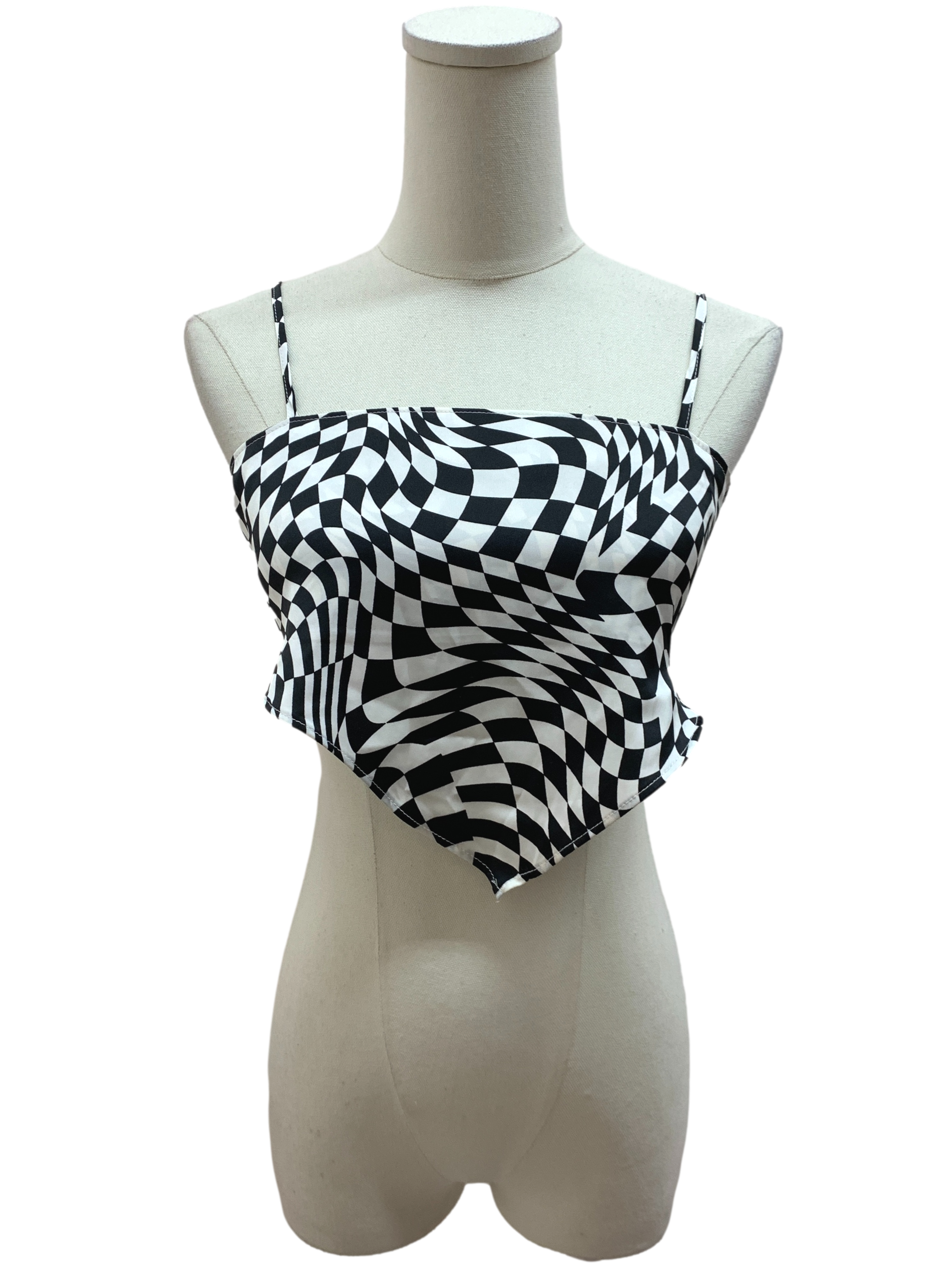 Black White Checkered Racer Top