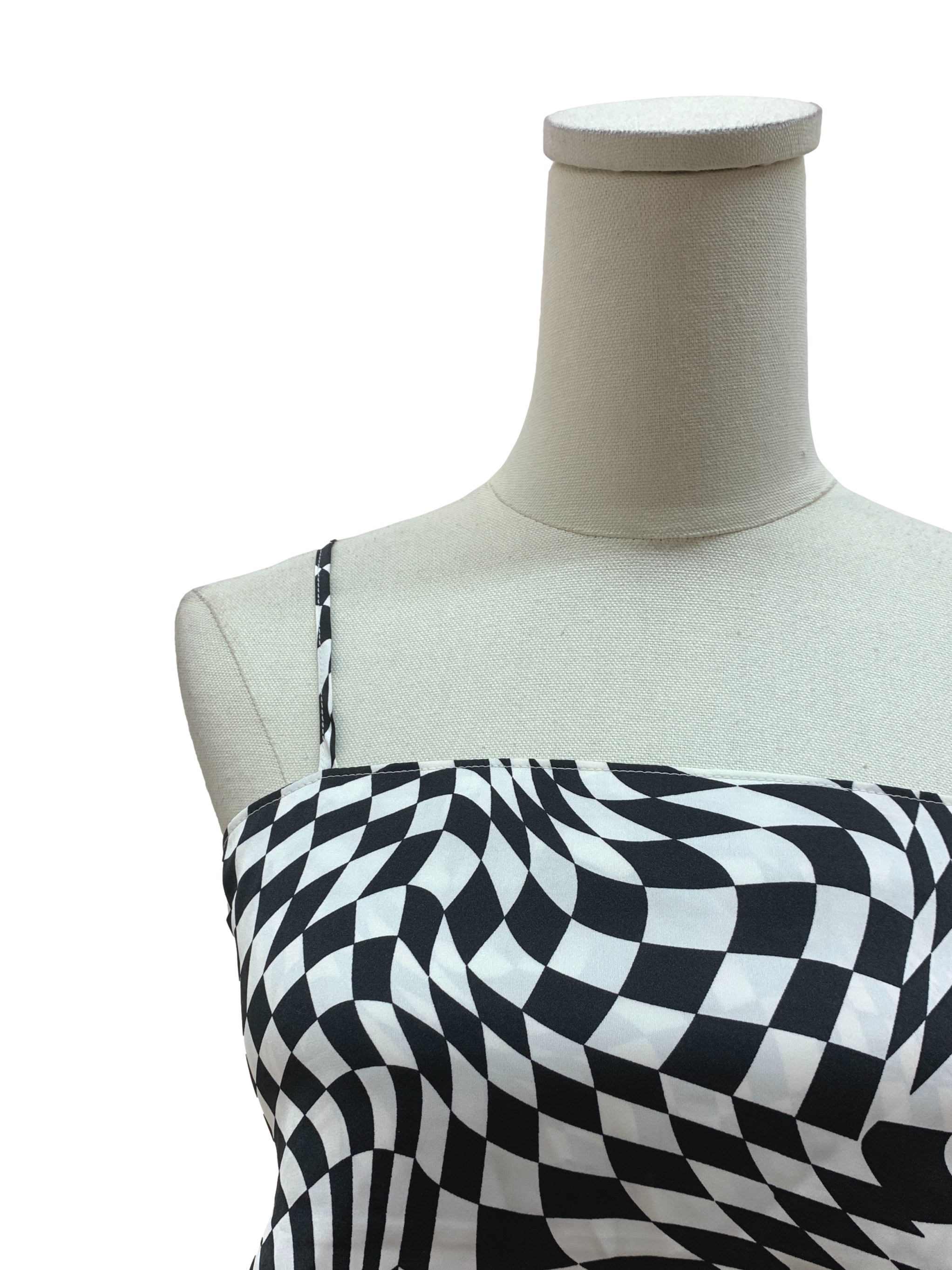 Black White Checkered Racer Top